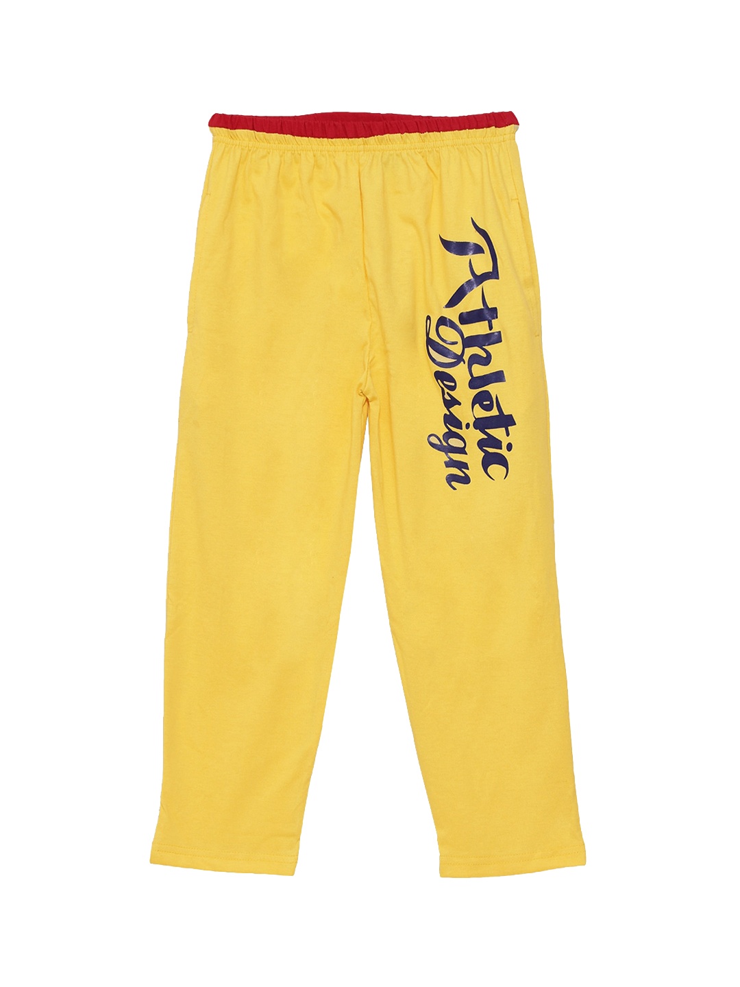 

Fashionable Boys Yellow Typography Printed Track Pants