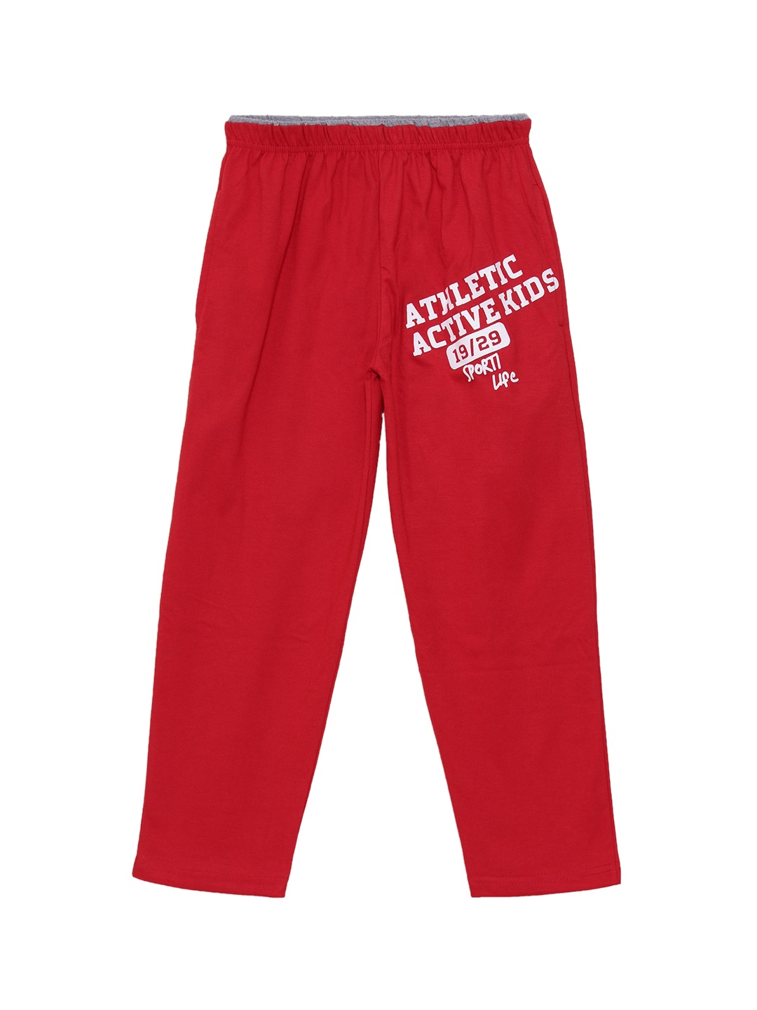 

Fashionable Boys Red & White Printed Regular Fit Track Pants
