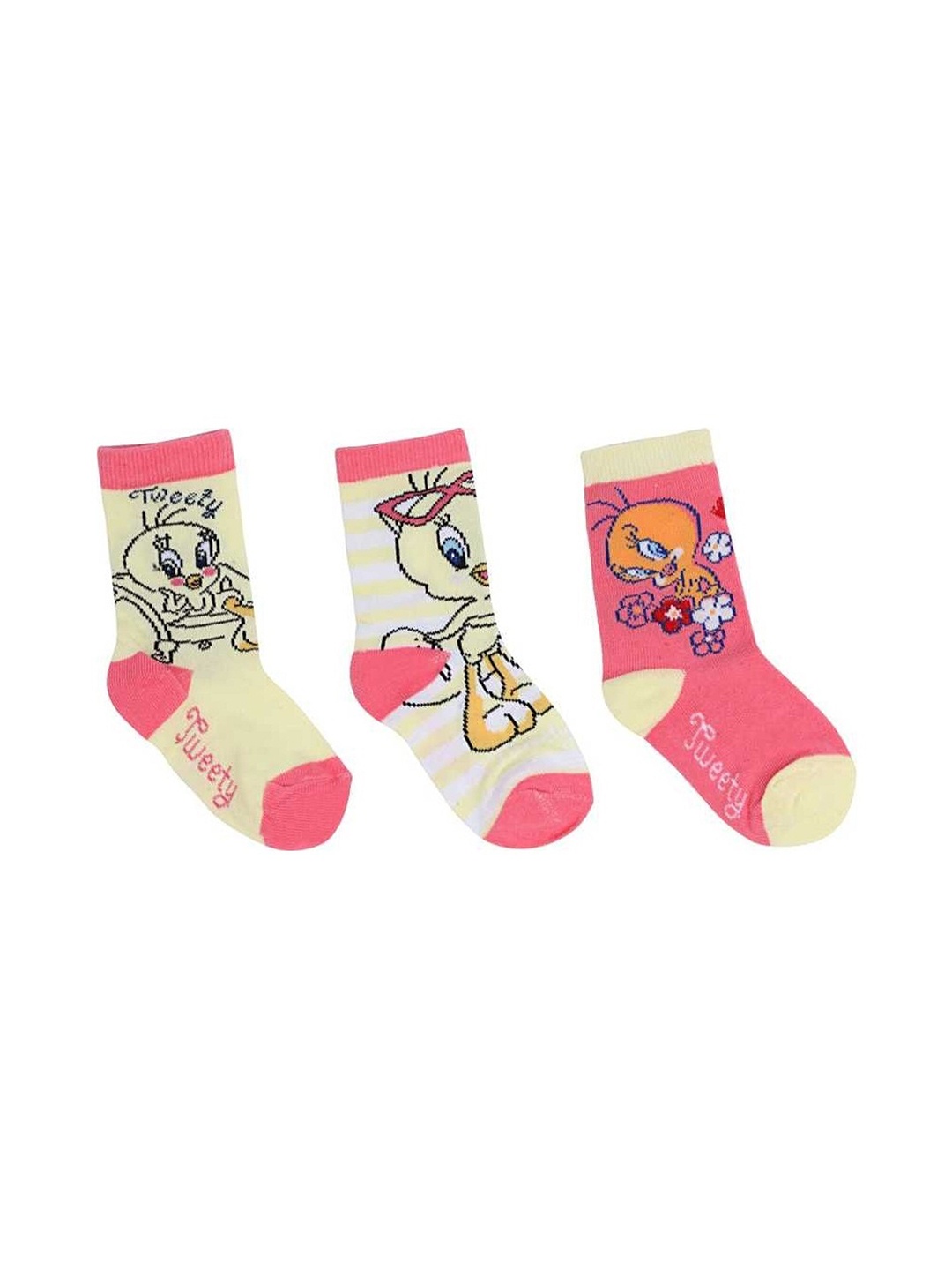 

Disney Girls Set Of 3 Pink & White Tweety Patterned Ankle-Length Socks