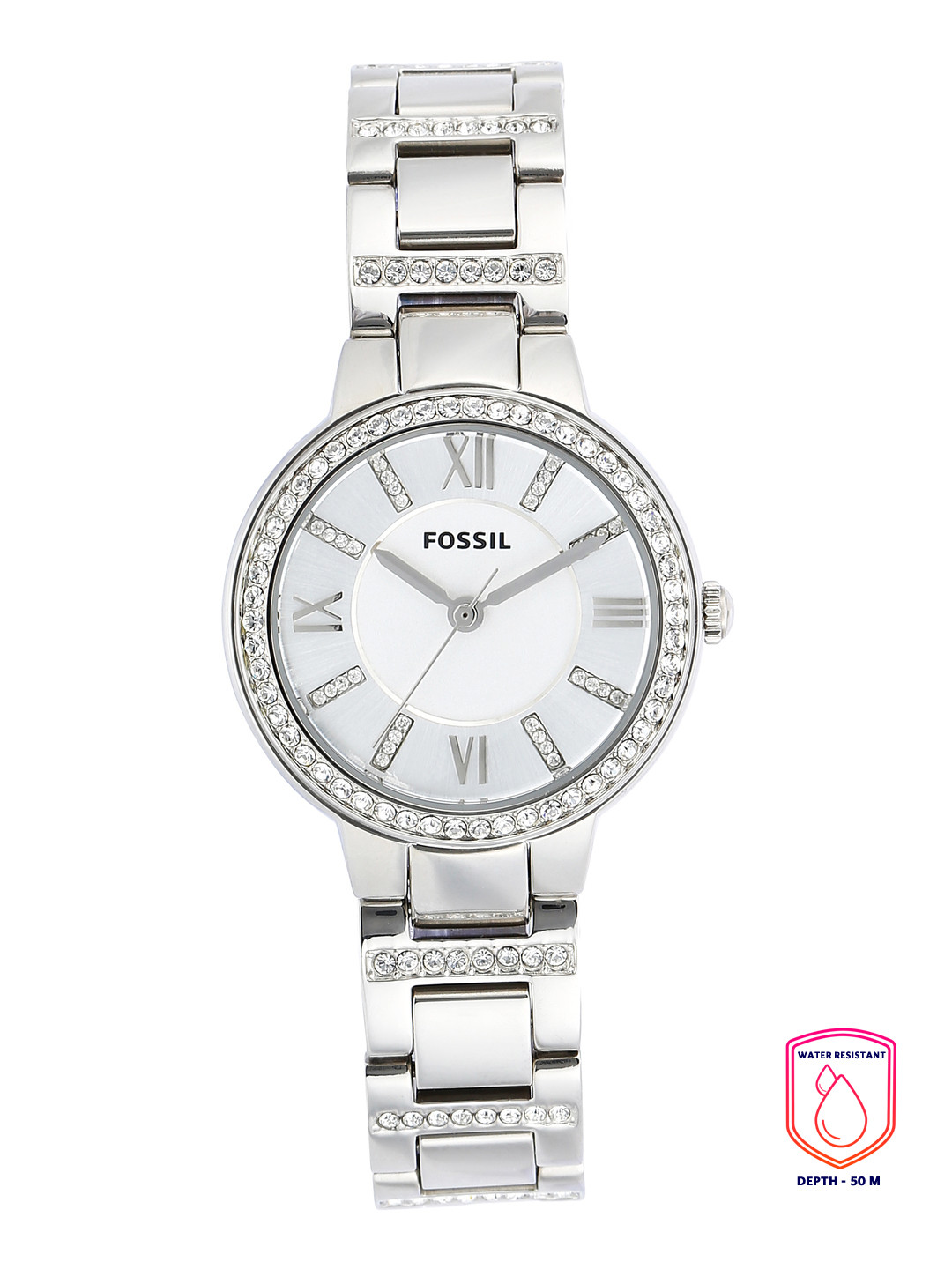 

Fossil Women Silver-Toned Virginia Embellished Analogue Watch ES3282