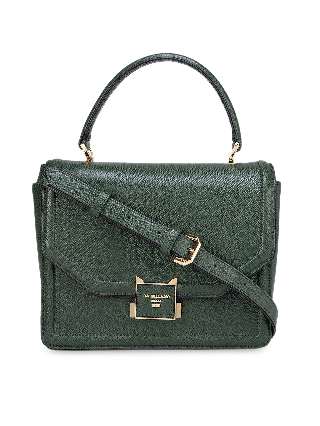 

Da Milano Woman Green Leather Structured Satchel