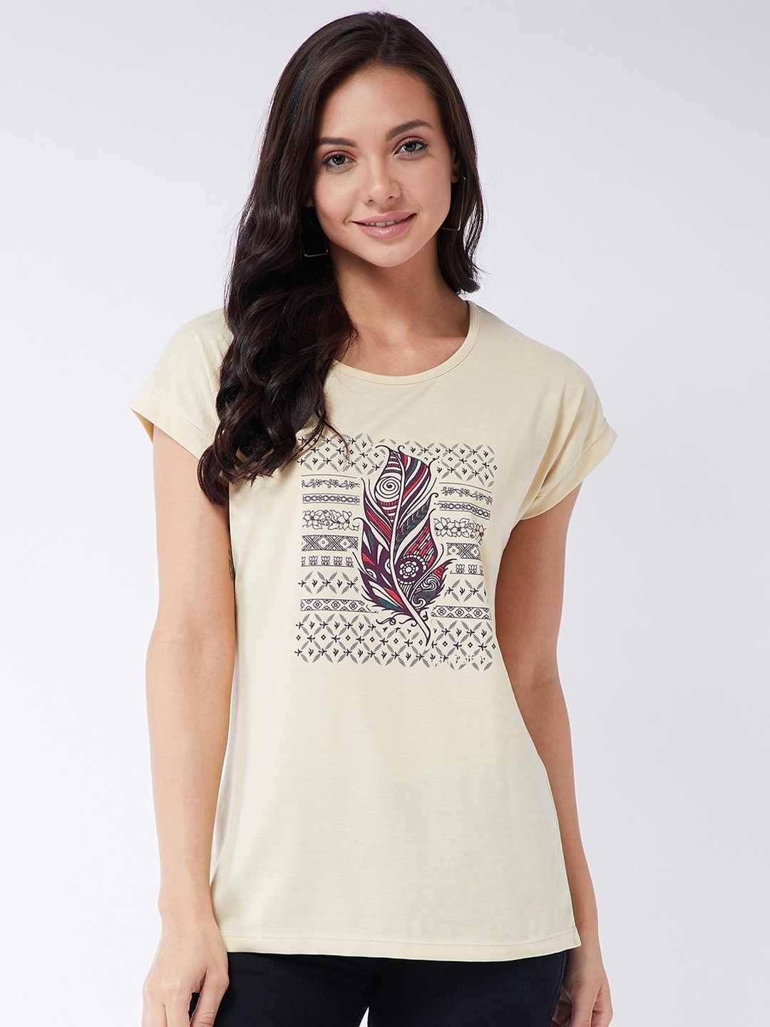 

Modeve Woman Beige Printed T-shirt