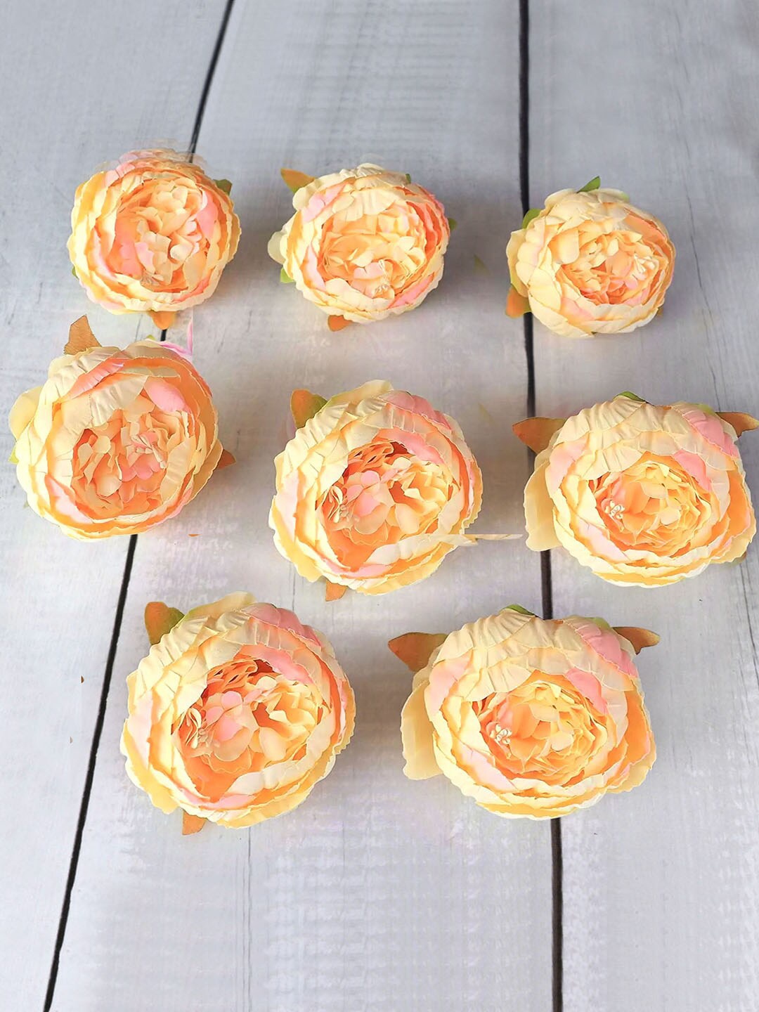 

TIED RIBBONS Set Of 8 Artificial Peony Rose Flowers, Yellow