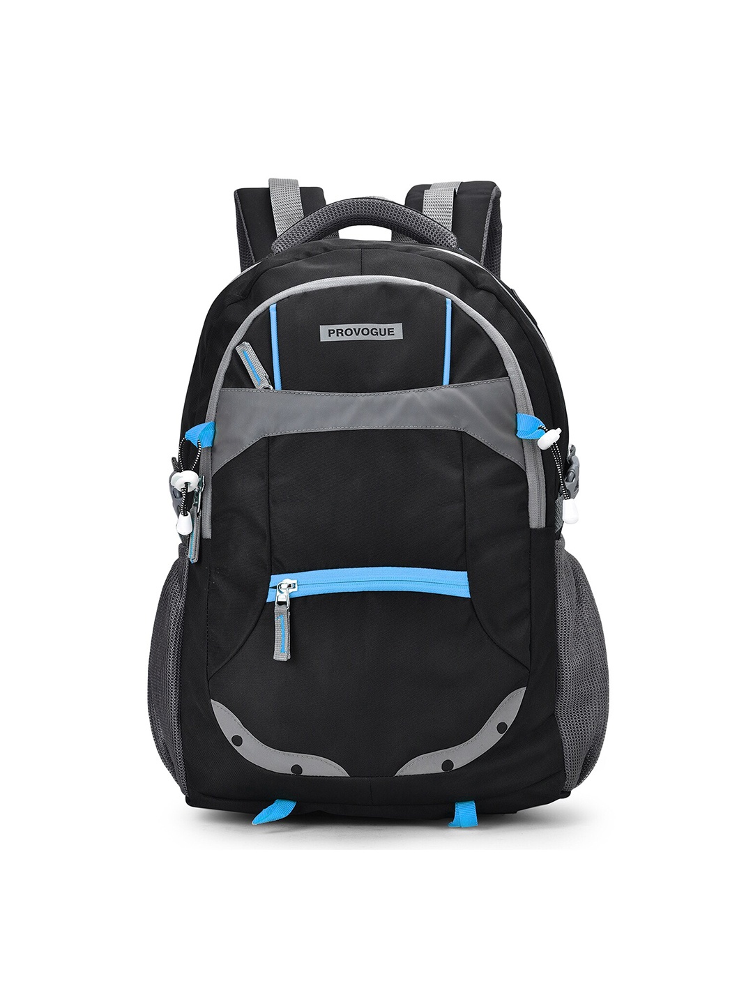 

Provogue Unisex Black & Grey Brand Logo Backpack with Reflective Strip