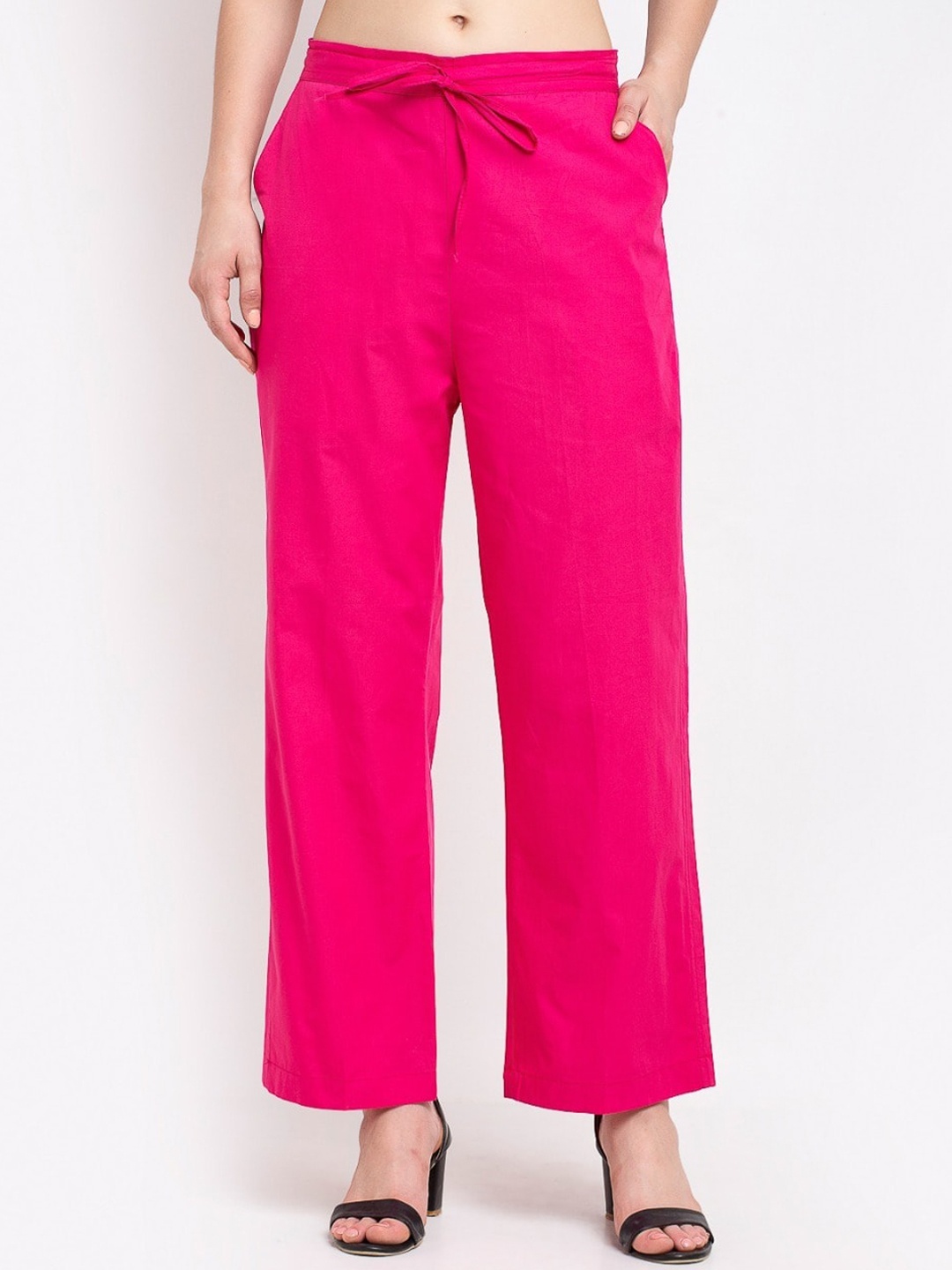 

GRACIT Women Fuchsia Pink Straight Fit Parallel Trousers