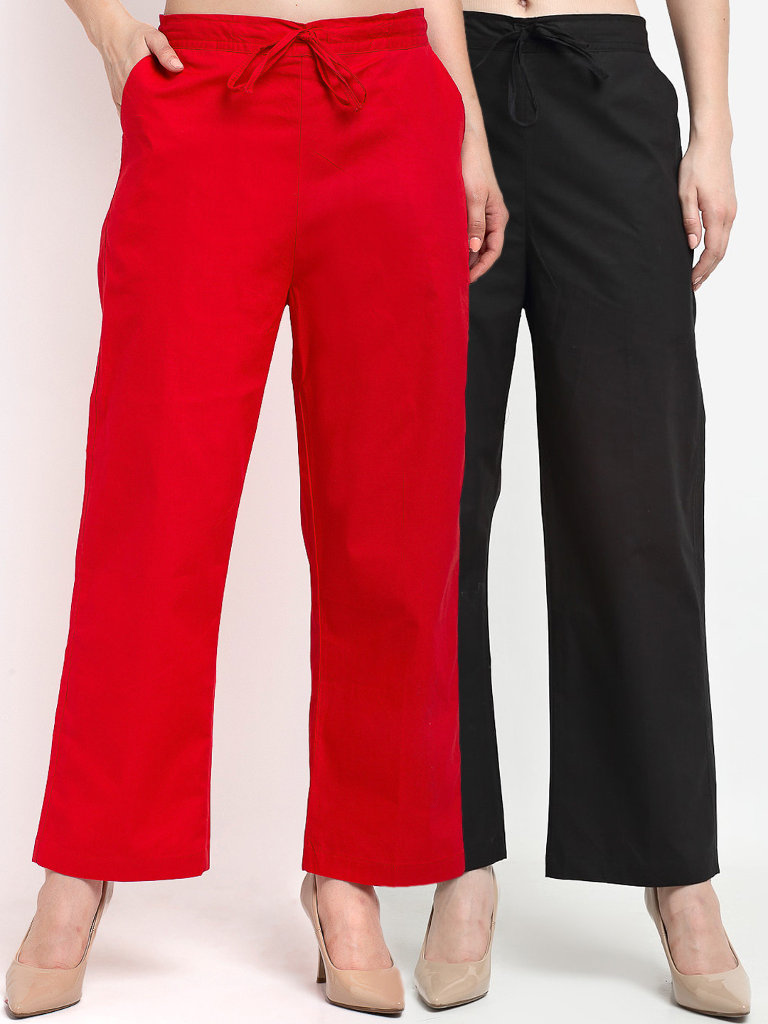 

GRACIT Women Set of 2 Multi Loose Fit Trousers