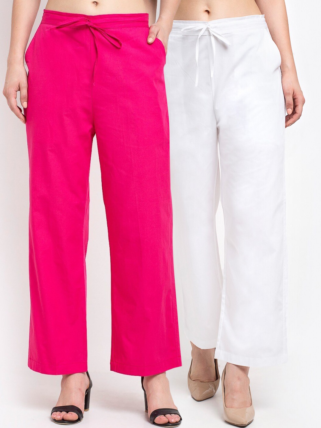 

GRACIT Women Pack Of 2 Parallel Trousers, White