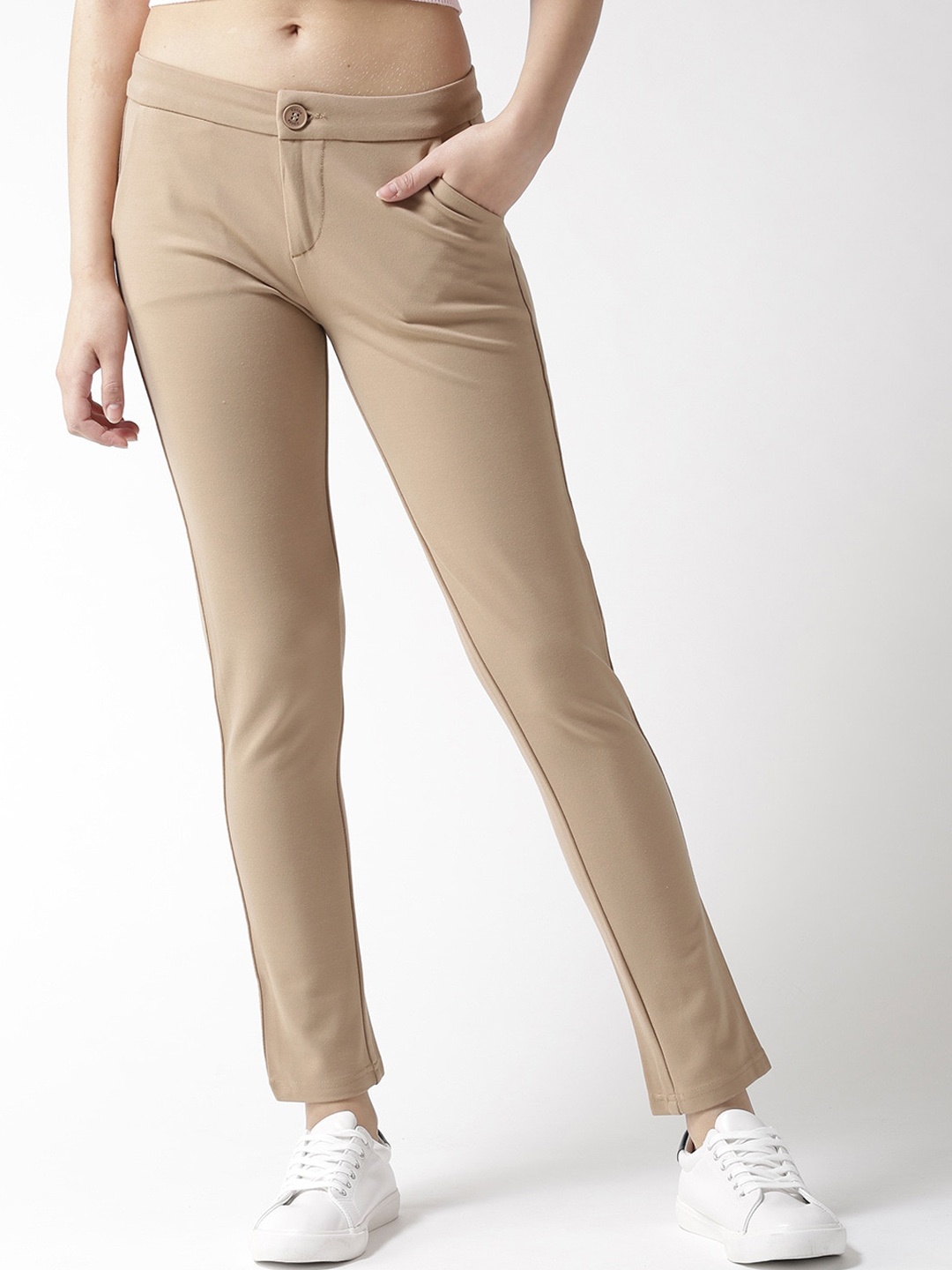 

Xpose Women Beige Comfort Slim Fit Regular Trousers