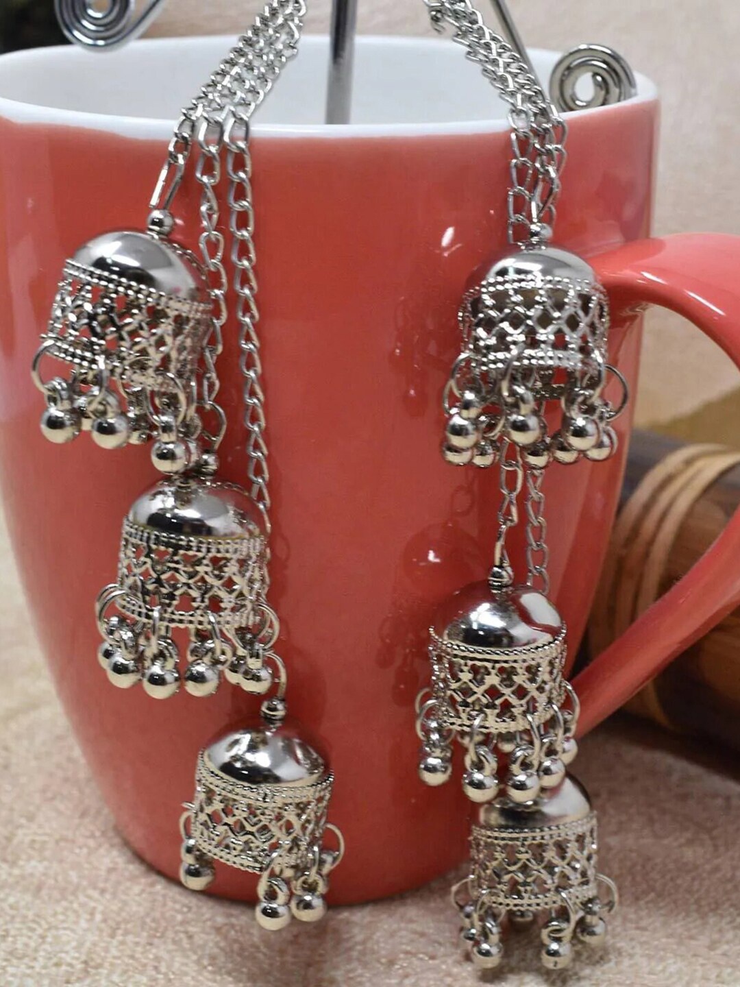 

Vembley Set Of 2 Silver-Toned & Plated Oxidized Classic Drop Earrings