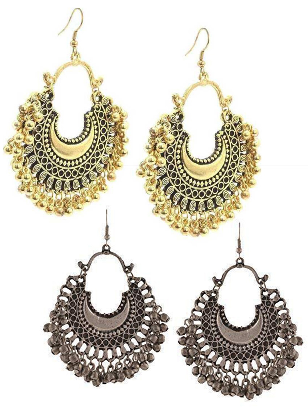 

Vembley Set Of 2 Gold-Plated Kashmiri Contemporary Chandbalis Earrings