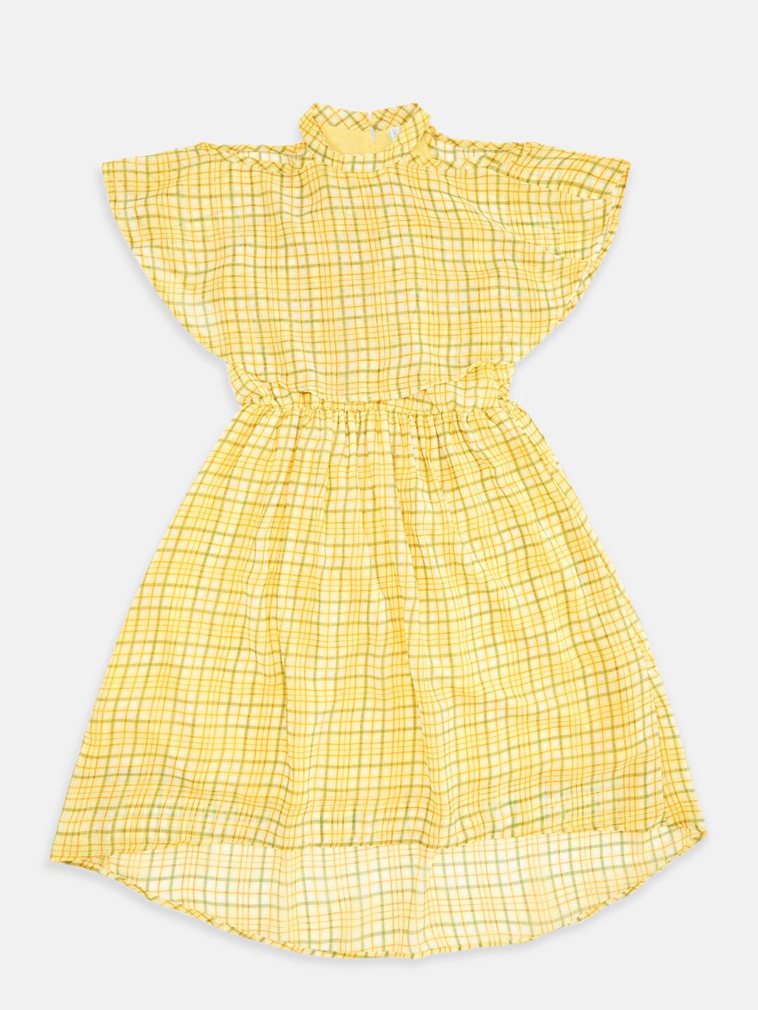 

Pantaloons Junior Girls Yellow Checked Georgette Dress