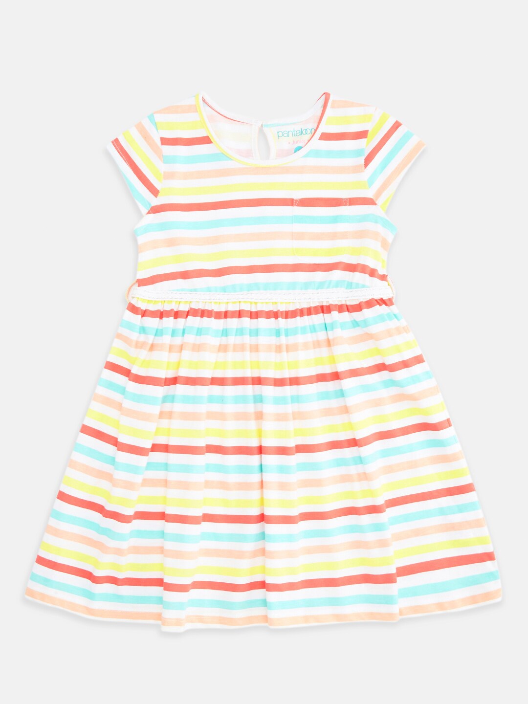 

Pantaloons Junior Multicoloured Cotton Striped Dress, Multi
