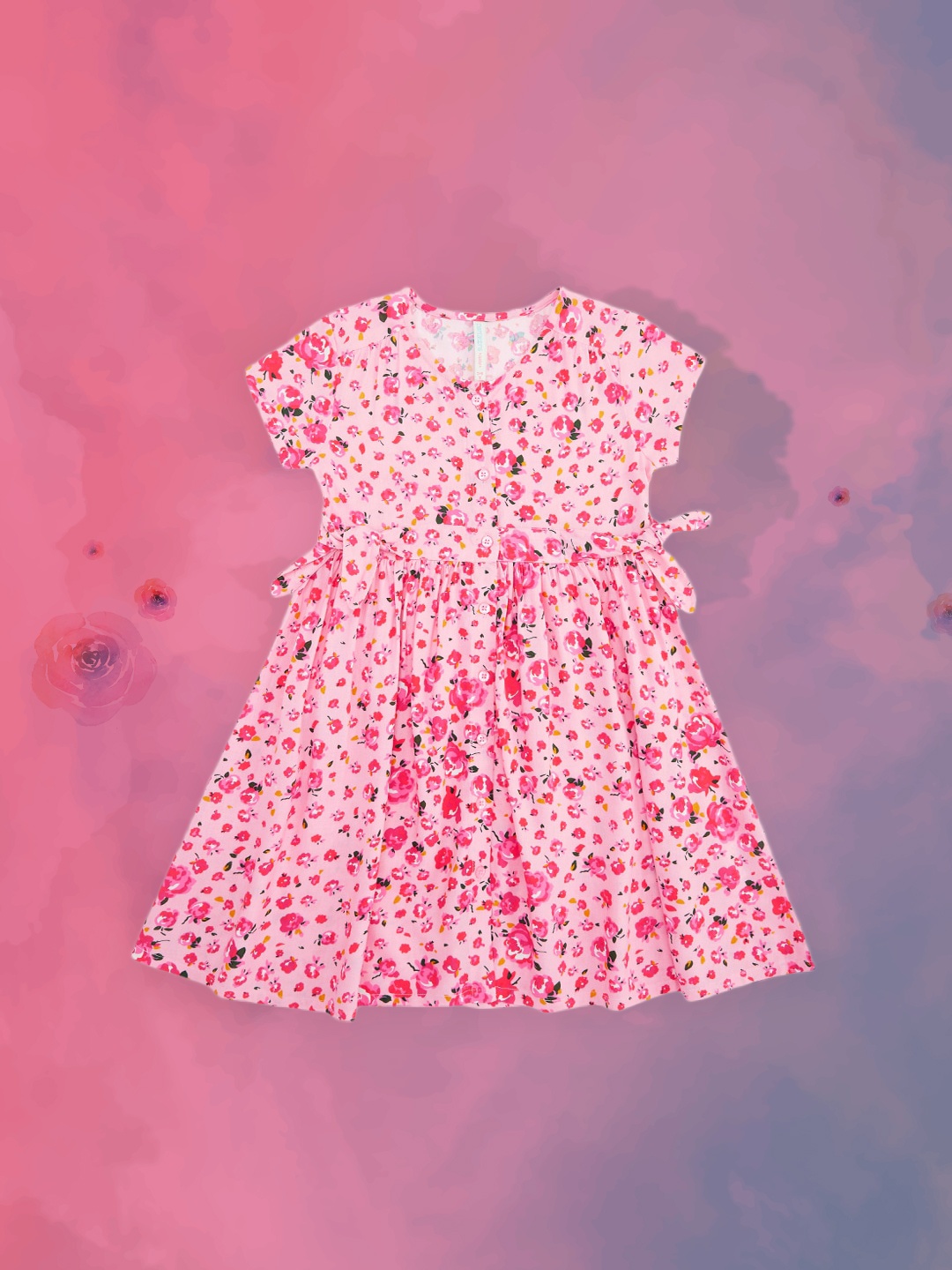 Pantaloons Junior Pink Floral Dress