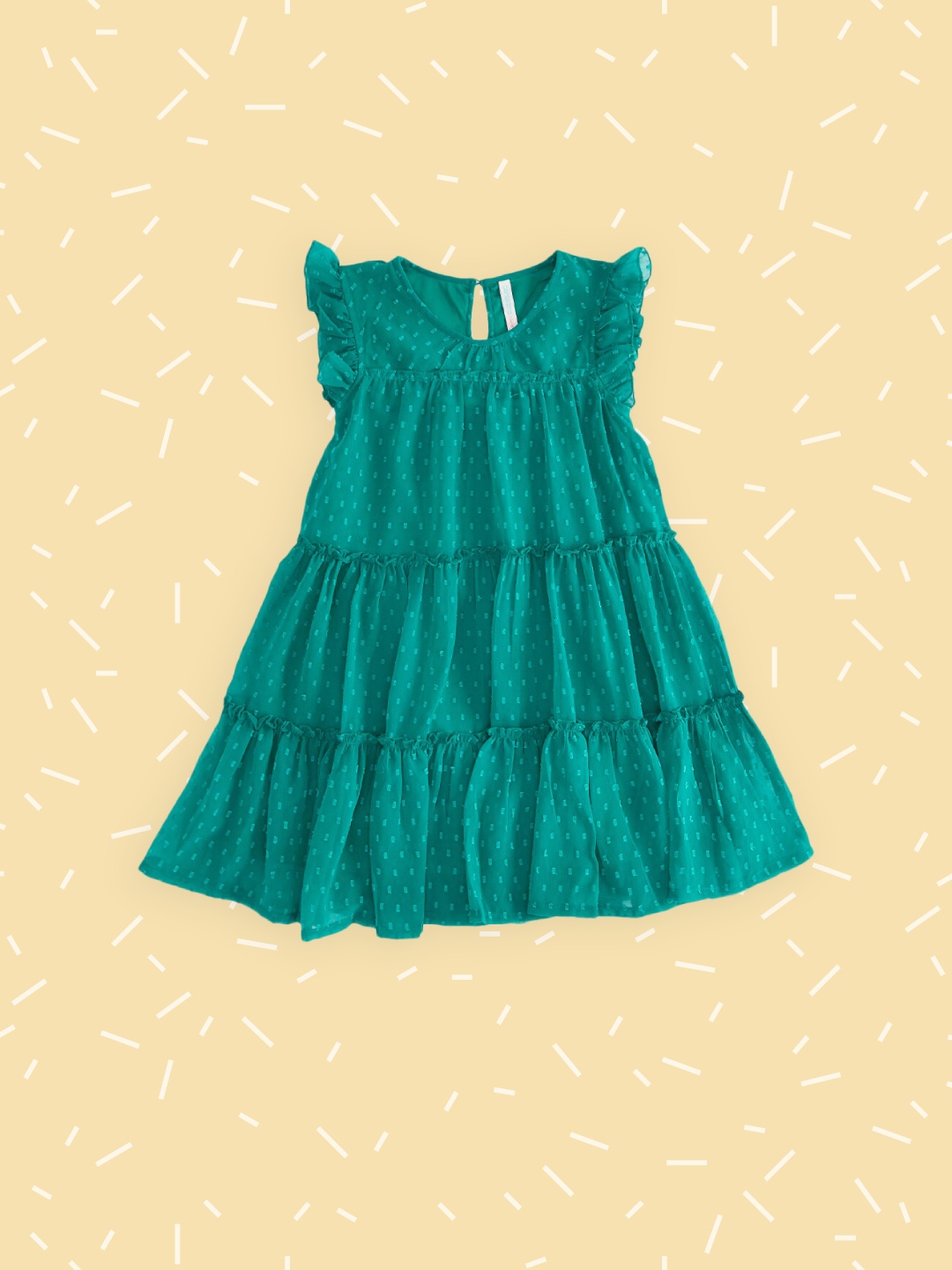 Pantaloons Junior Girls Green Georgette A-Line Dress