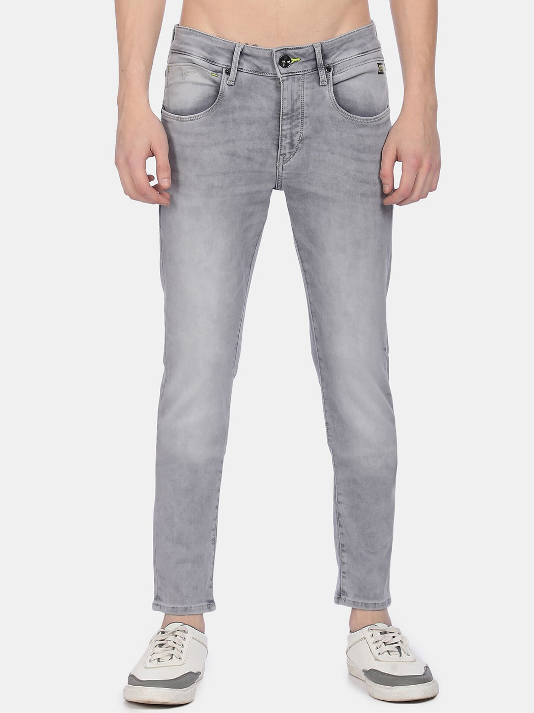 

Flying Machine Men Grey Slim Fit Low-Rise Heavy Fade Jeans