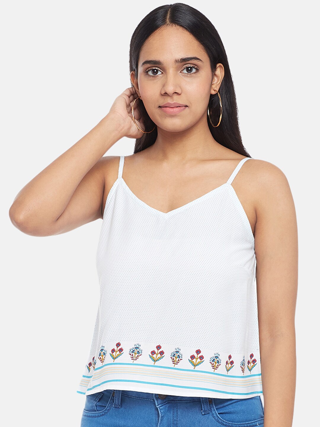 

People Women Off White Floral Printed Top