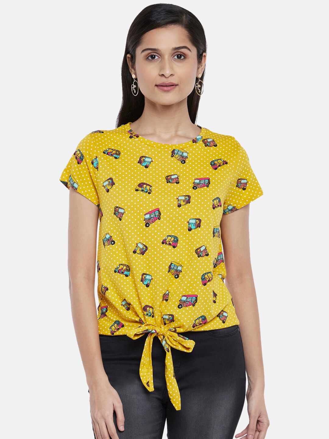 

People Mustard Yellow Print Top