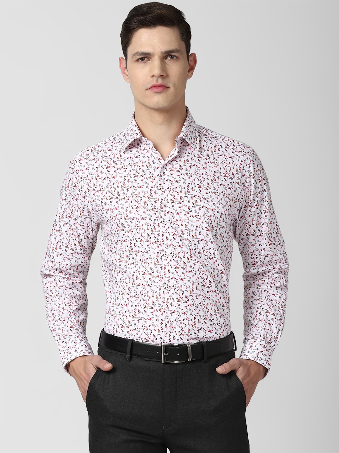 

Van Heusen Men White Floral Printed Formal Shirt