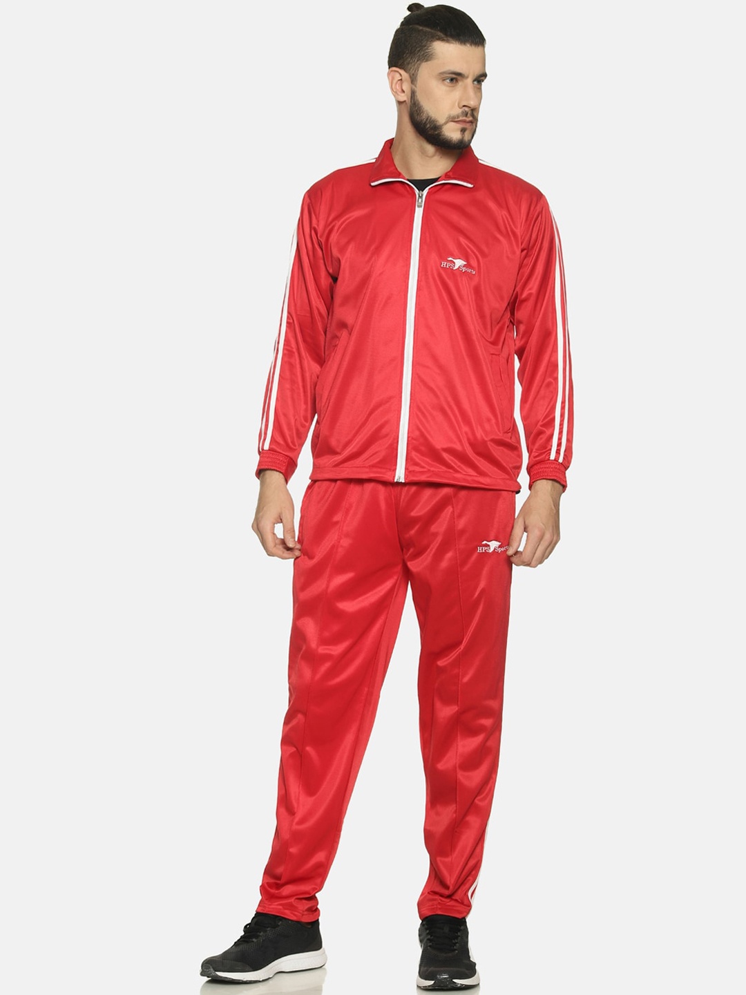 

HPS Sports Men Red & White Solid Track Suit