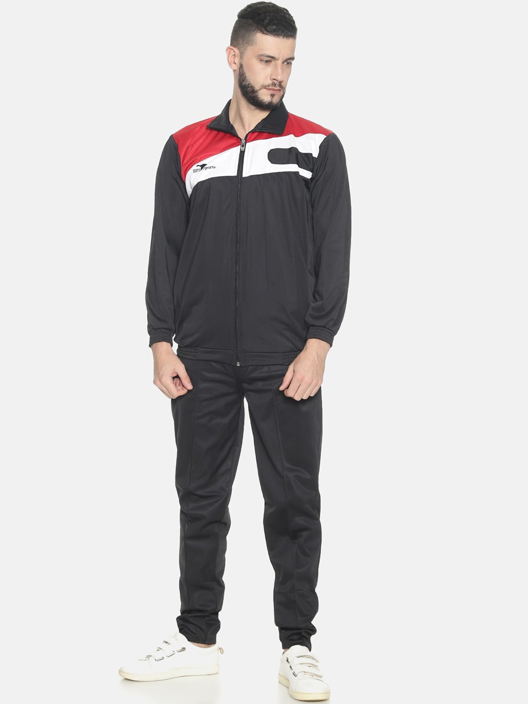 

HPS Sports Men Black & Red Solid Track Suit