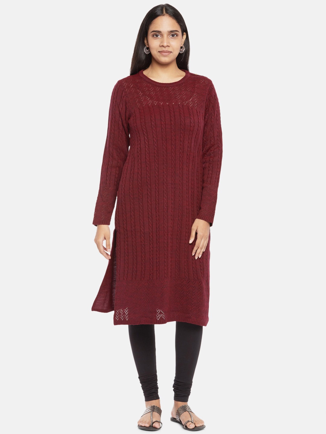 

RANGMANCH BY PANTALOONS Women Maroon Flared Sleeves Kurta