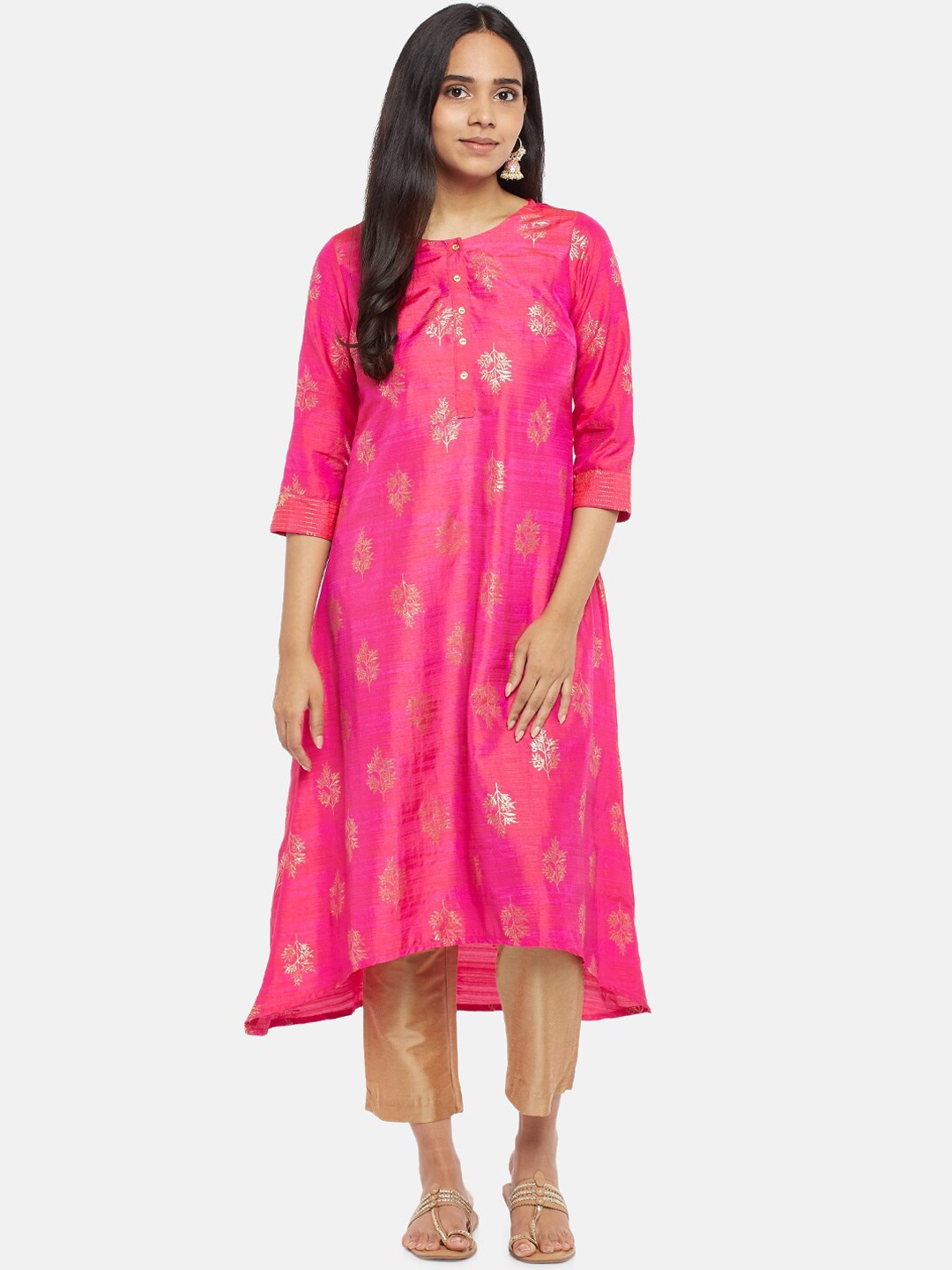 

RANGMANCH BY PANTALOONS Women Fuchsia Pink Ethnic Motifs Printed Kurta
