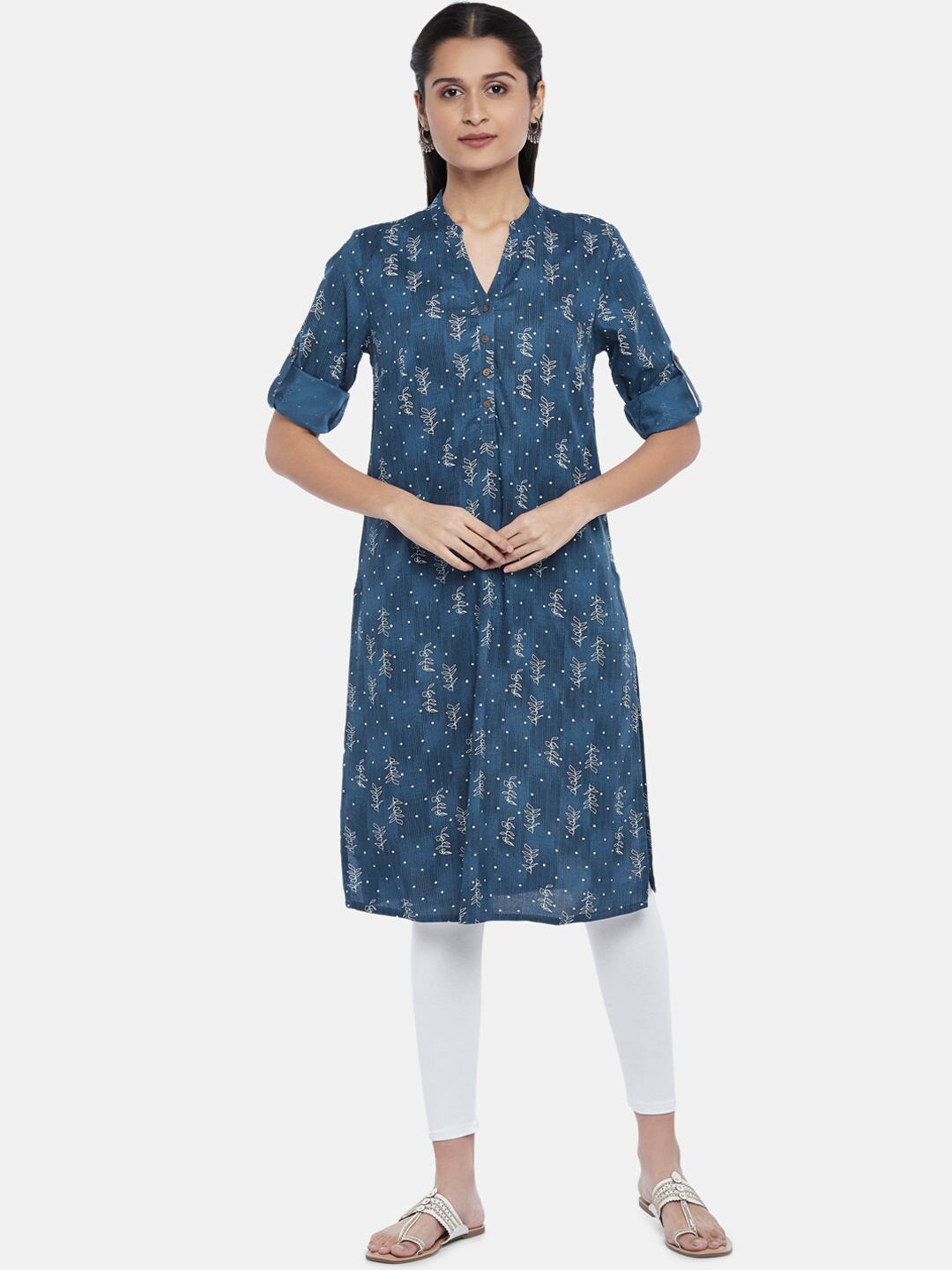 

RANGMANCH BY PANTALOONS Woman Blue Printed Kurta