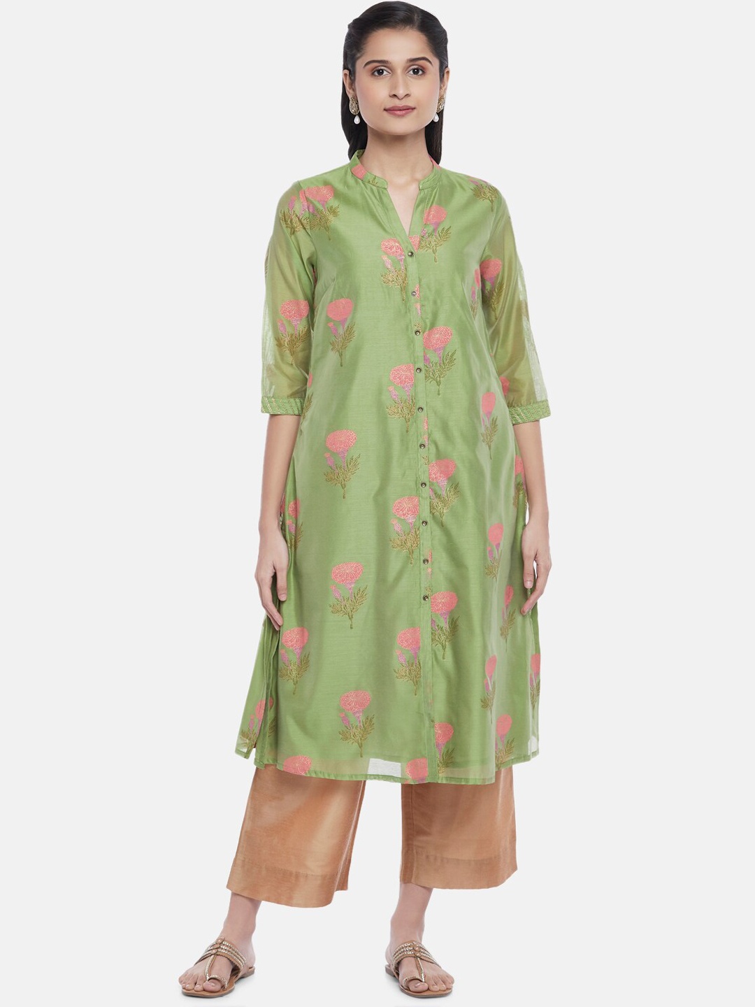 

RANGMANCH BY PANTALOONS Women Green Floral Kurta