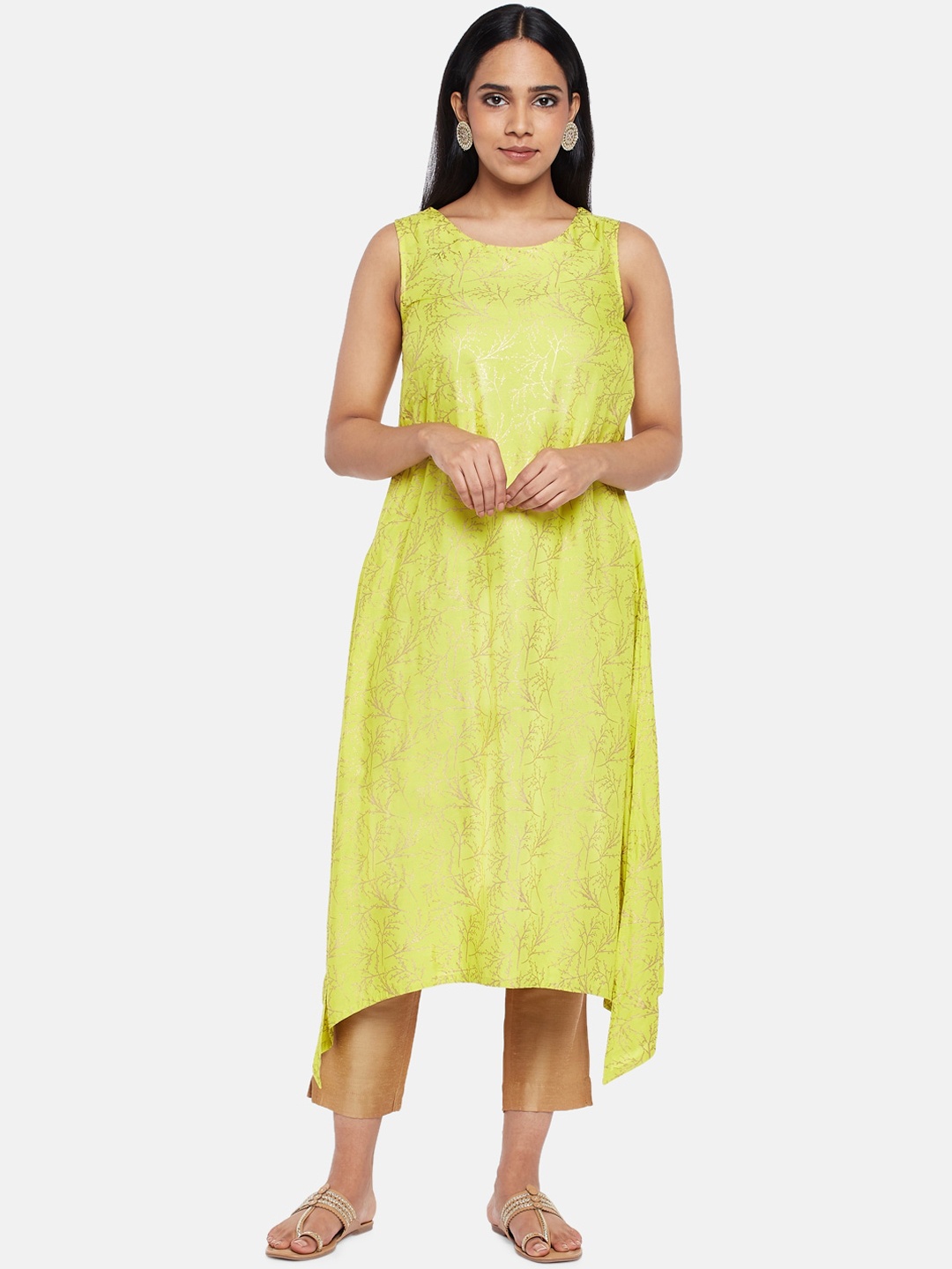 

RANGMANCH BY PANTALOONS Women Green Thread Work Kurta