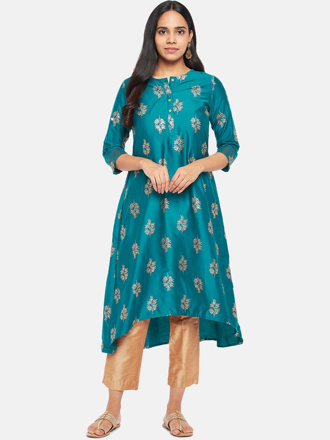 

RANGMANCH BY PANTALOONS Women Turquoise Blue Ethnic Motifs Printed Kurta