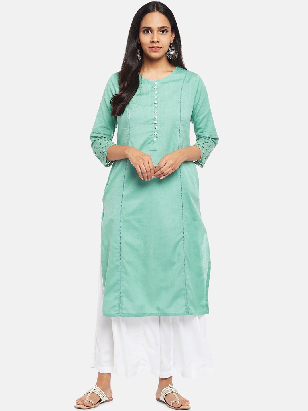 

RANGMANCH BY PANTALOONS Women Blue Thread Work Kurta