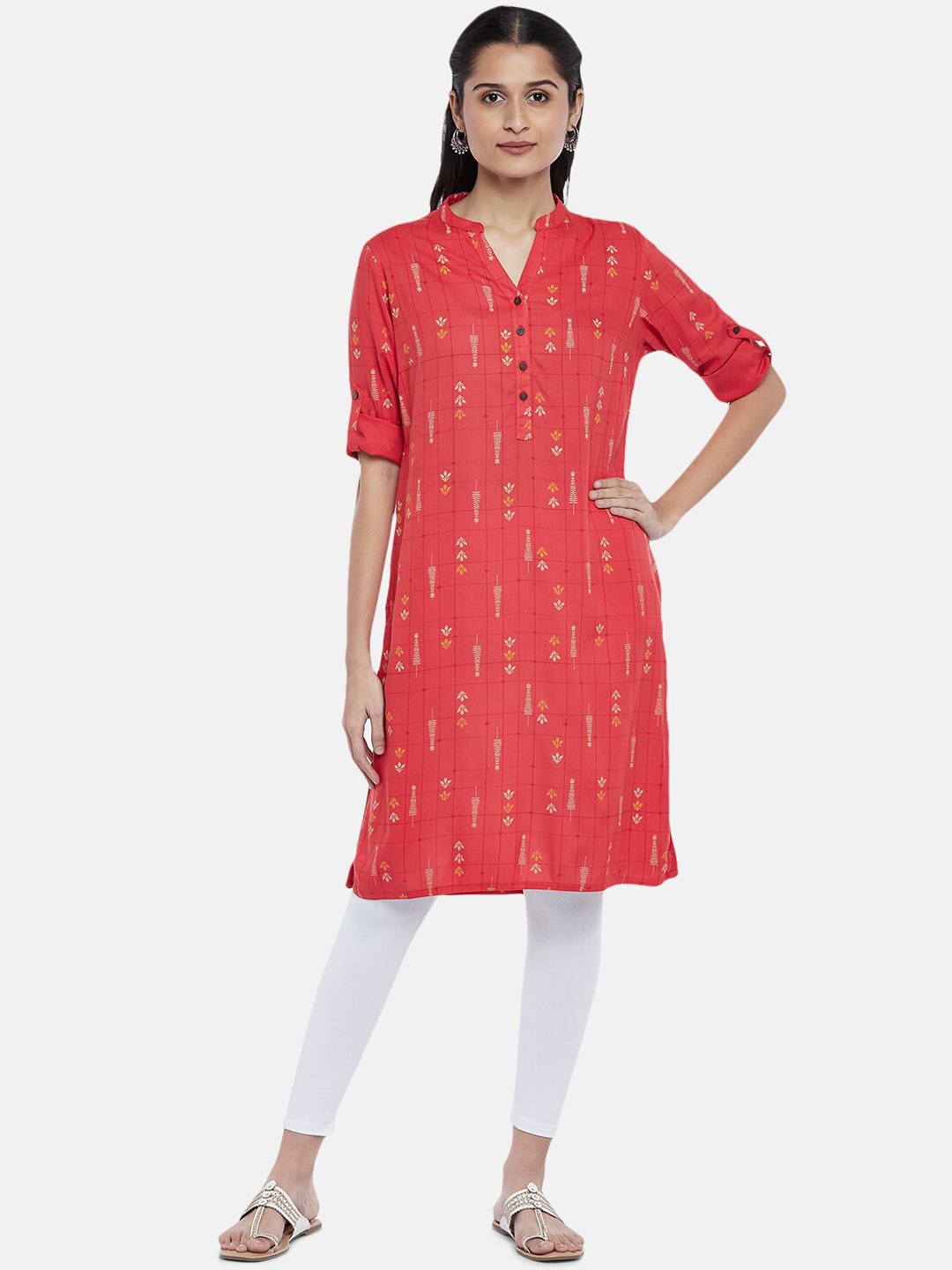 

RANGMANCH BY PANTALOONS Women Rust Ethnic Motifs Printed Kurta