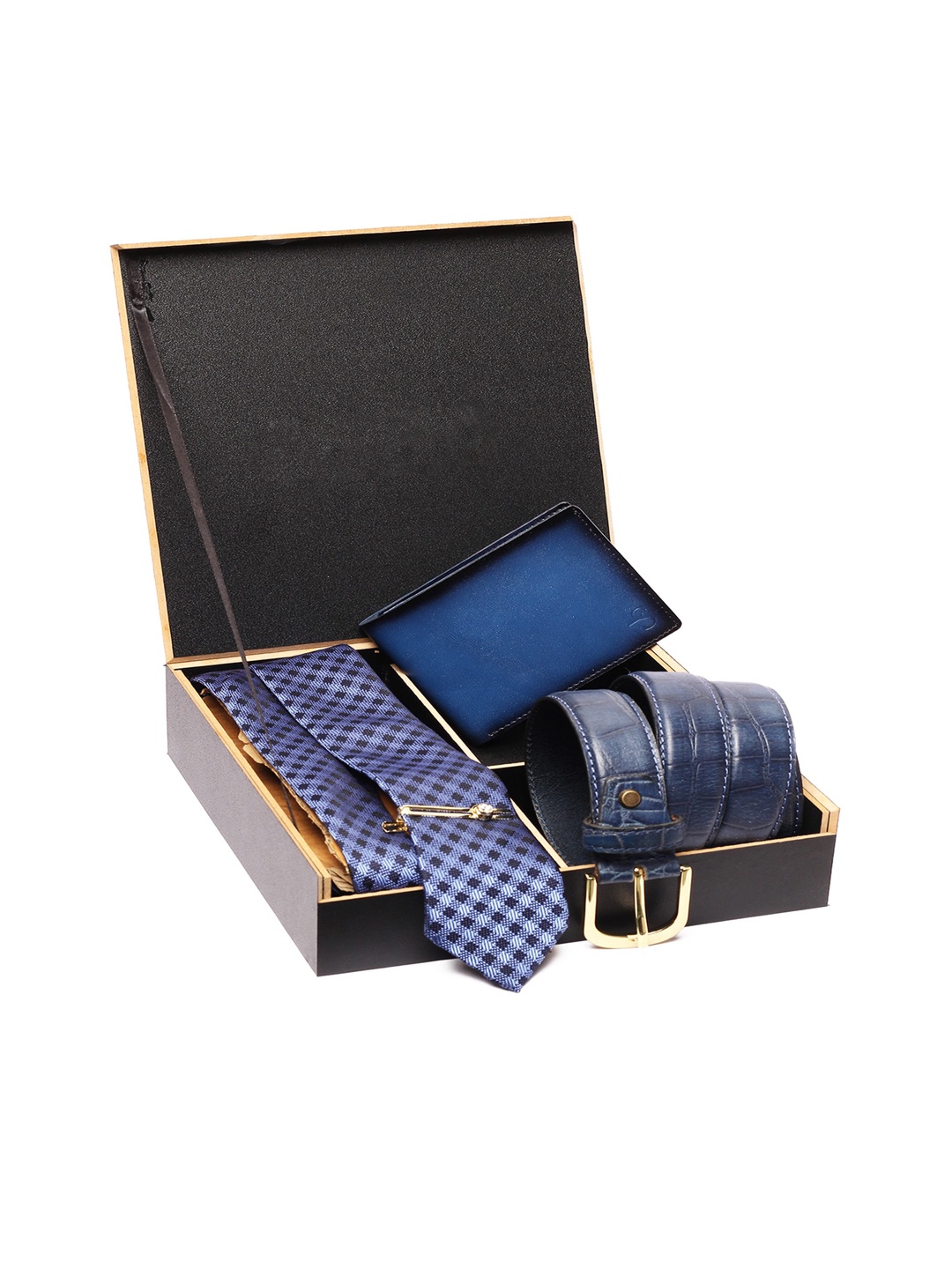 

LOUIS STITCH Men Blue RFID Protected Leather Accessory Git Set