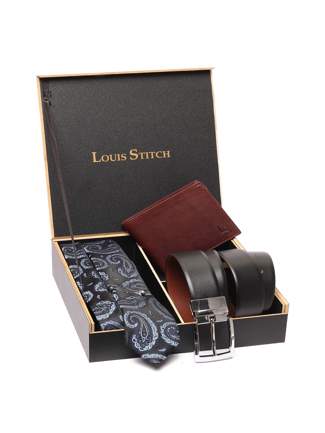

LOUIS STITCH Men Leather Accessory Gift Set, Black