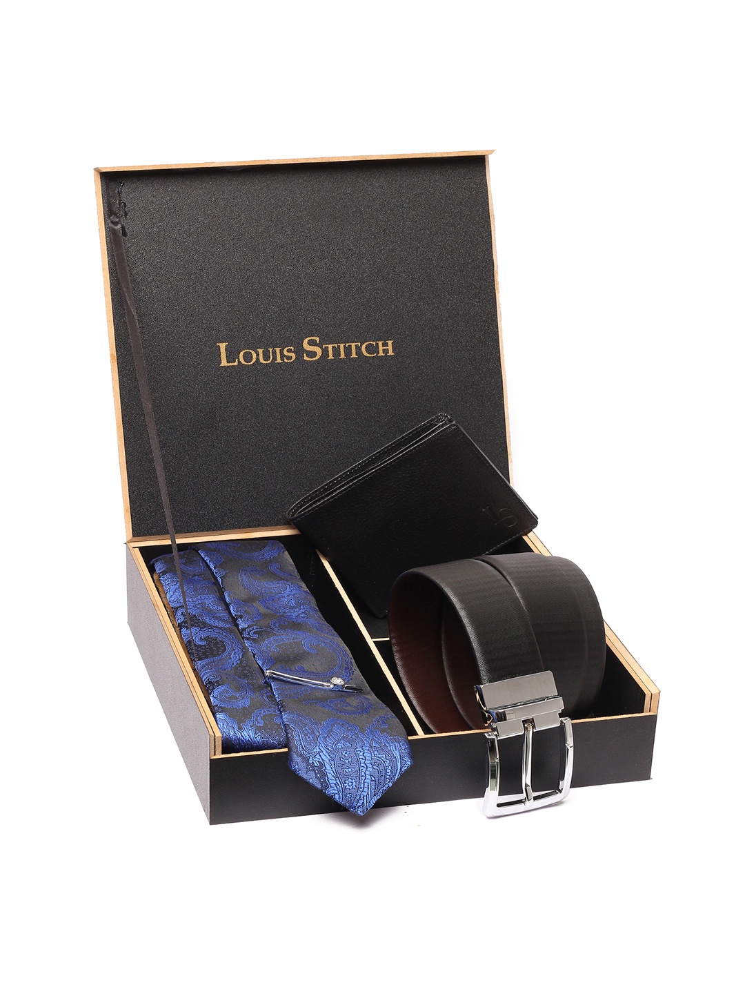 

LOUIS STITCH Men Leather Formal Accessory Gift Set, Blue