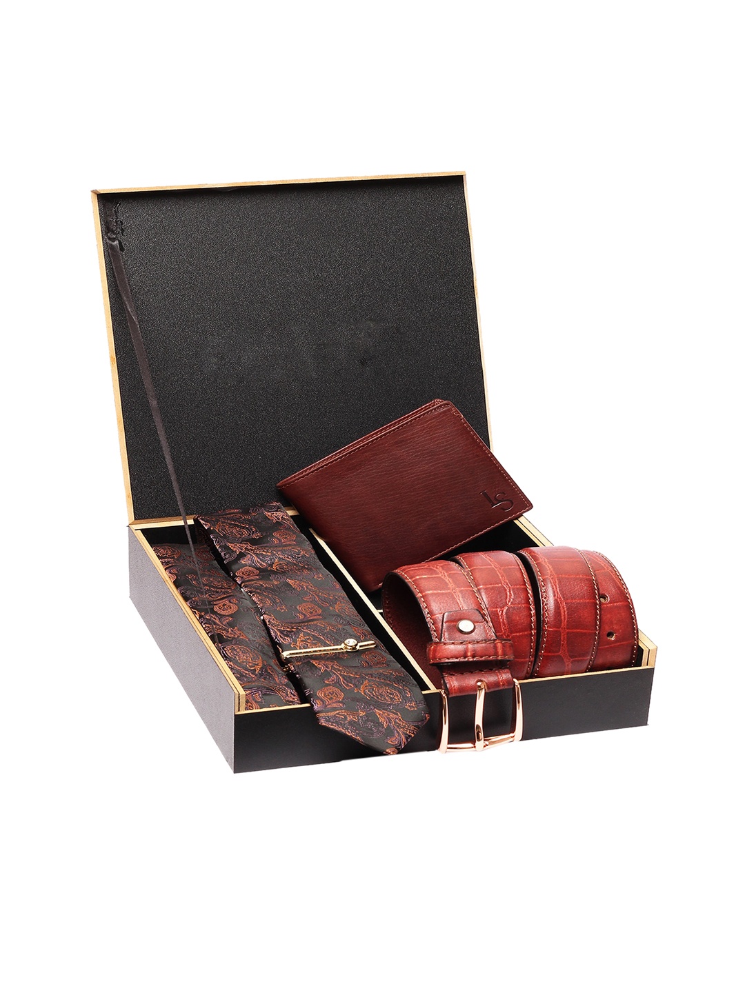 

LOUIS STITCH Men Brown RFID Protected Leather Accessory Git Set
