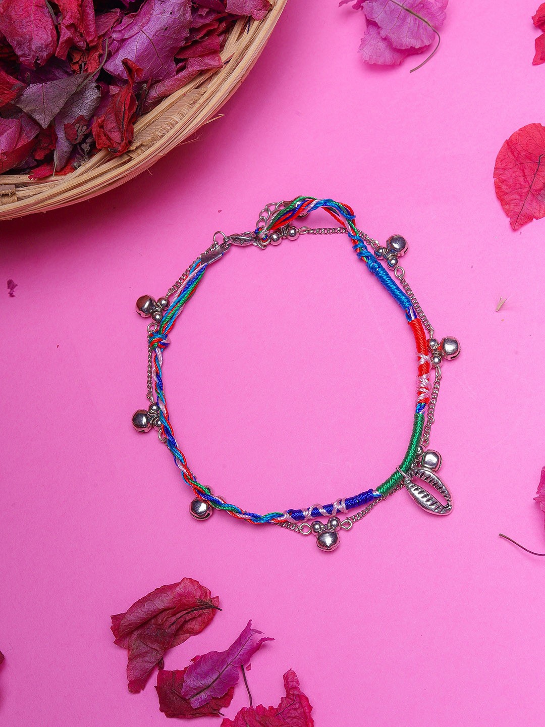 

DIVA WALK Silver-Plated & Blue Beaded Anklet