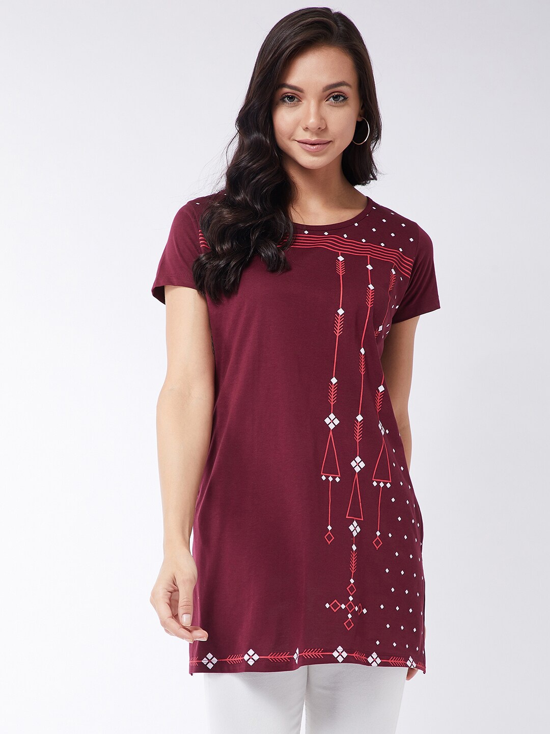 

Modeve Women Maroon Printed T-shirt