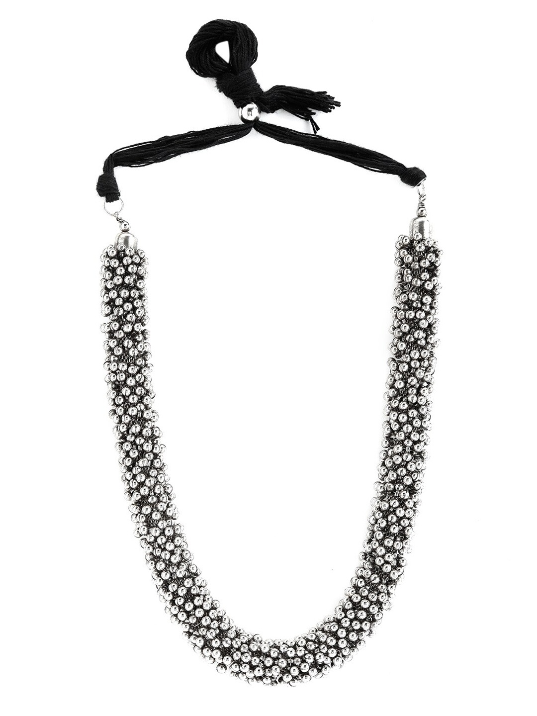 

Rubans Silver-Toned & Black Oxidised Necklace