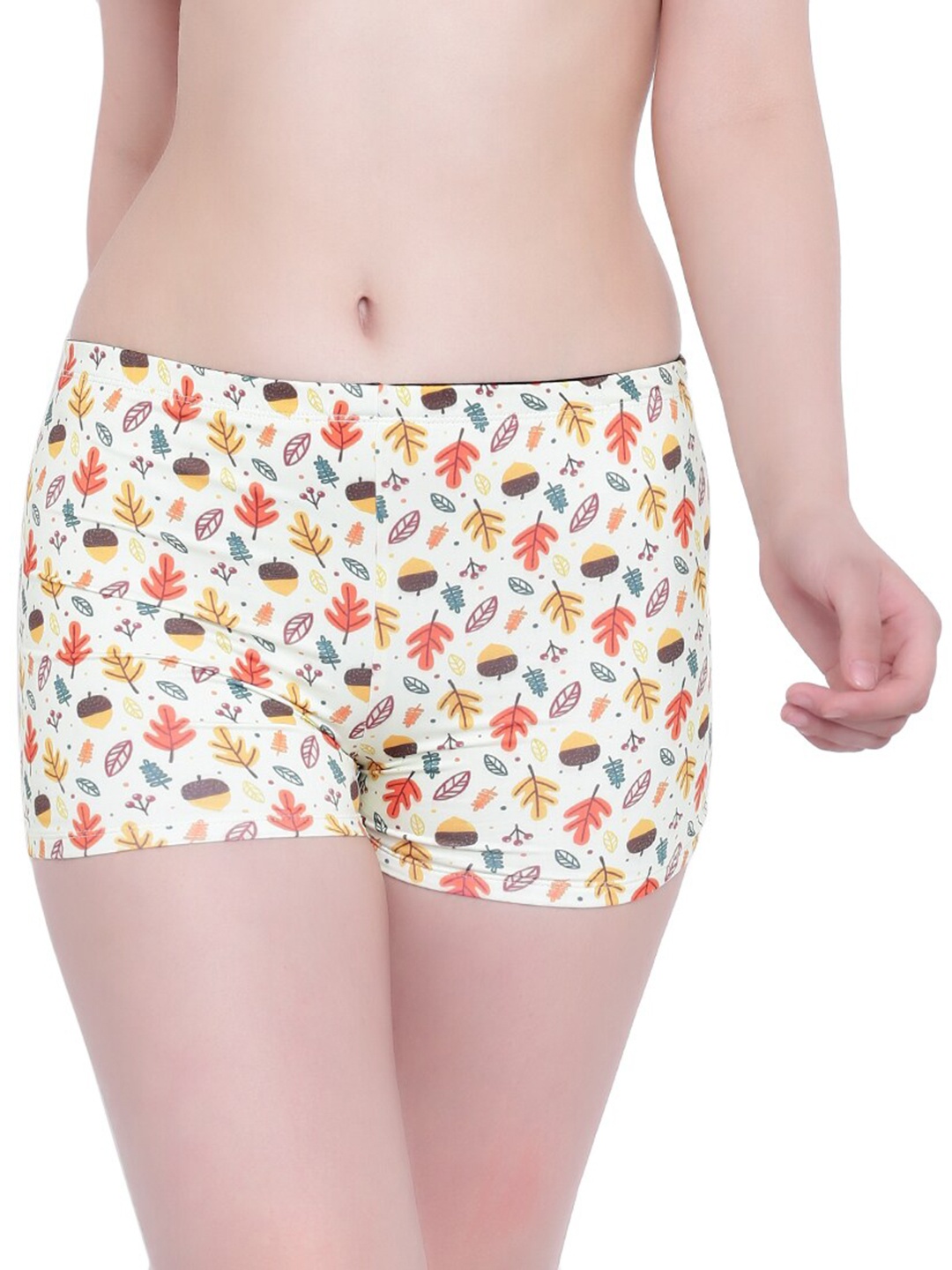 

La Intimo Women Cream-Coloured & Red Printed Boy Shorts