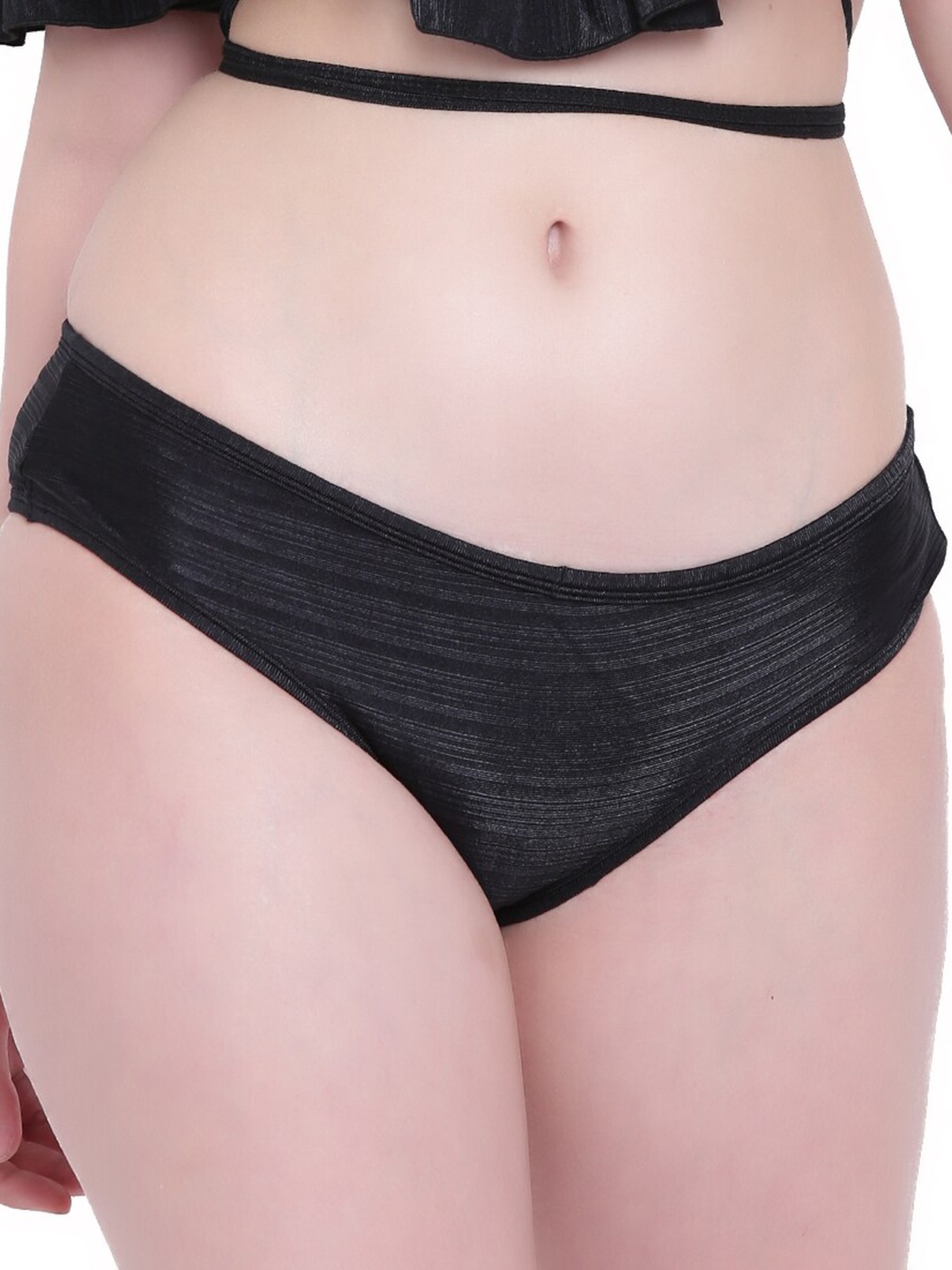 La Intimo Women Black Self Design Ruffle Buffle Panty