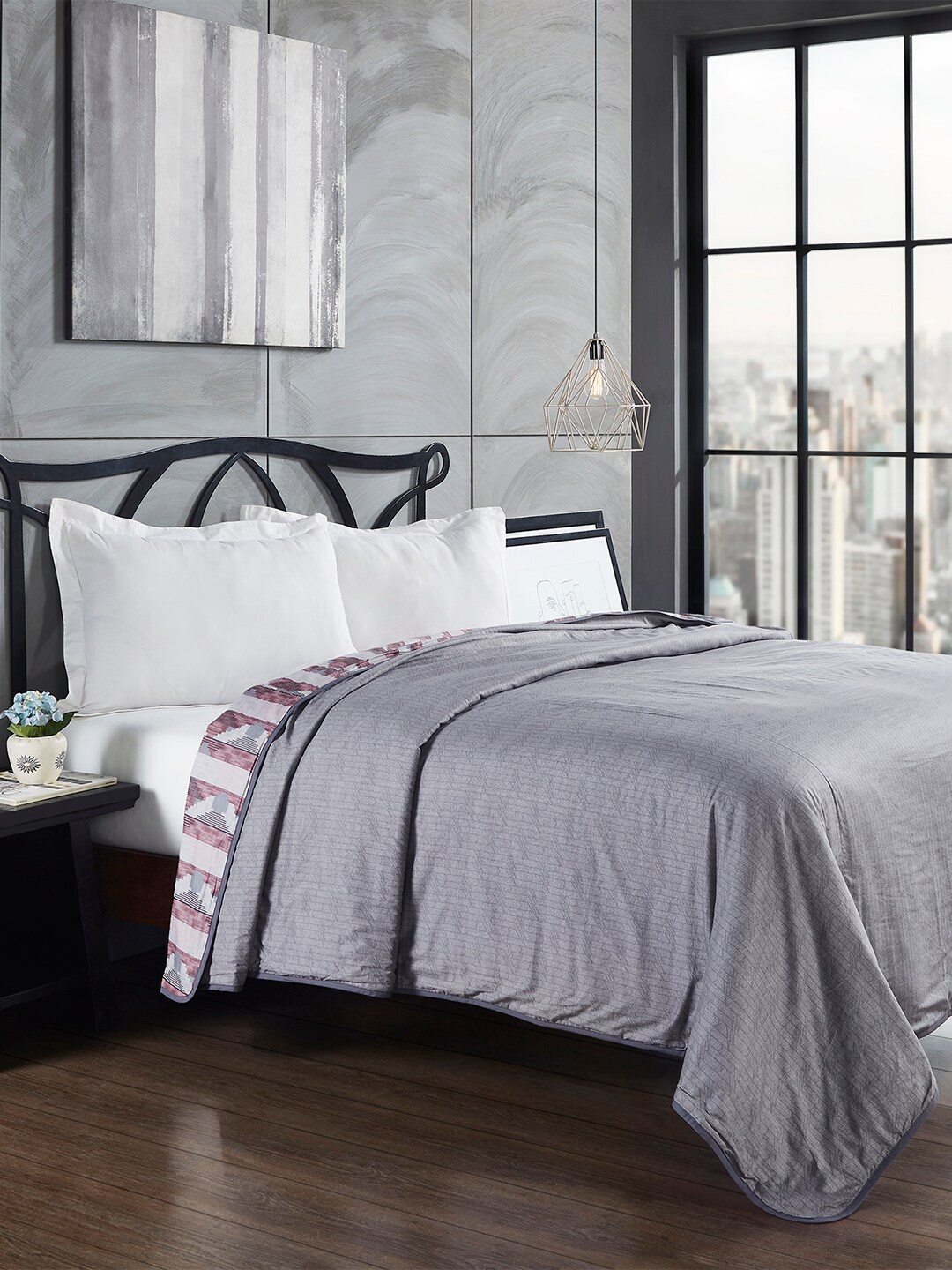 

Trident Blue & Brown AC Room 110 GSM Double Bed Dohar
