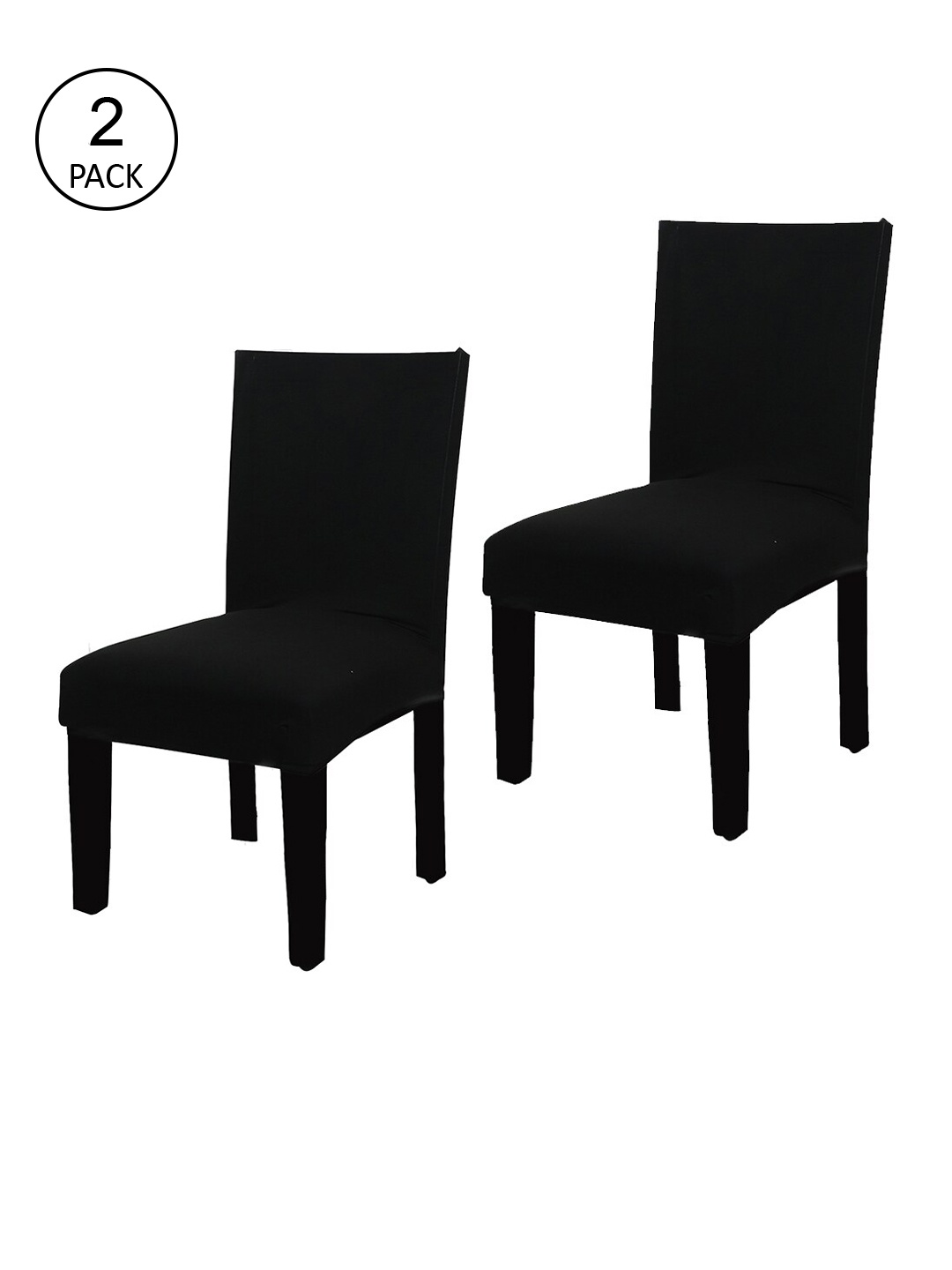 

HOUSE OF QUIRK Set Of 2 Black Solid Stretch Protector Chair Seat Slipcovers