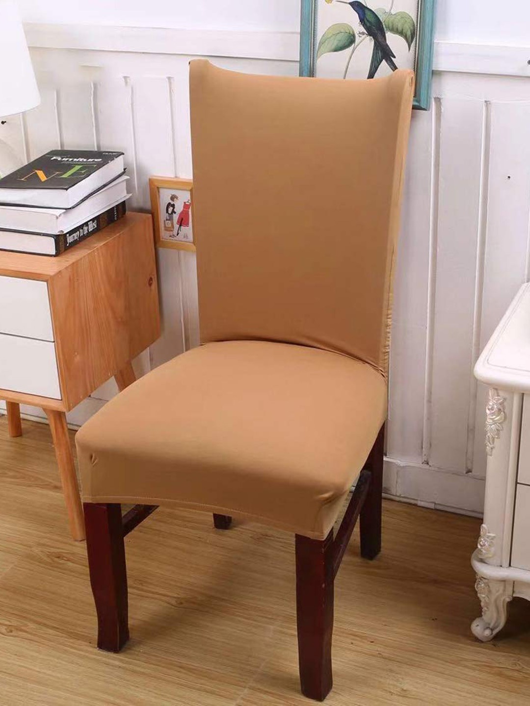 

HOUSE OF QUIRK Set of 2 Beige Solid Chair Covers