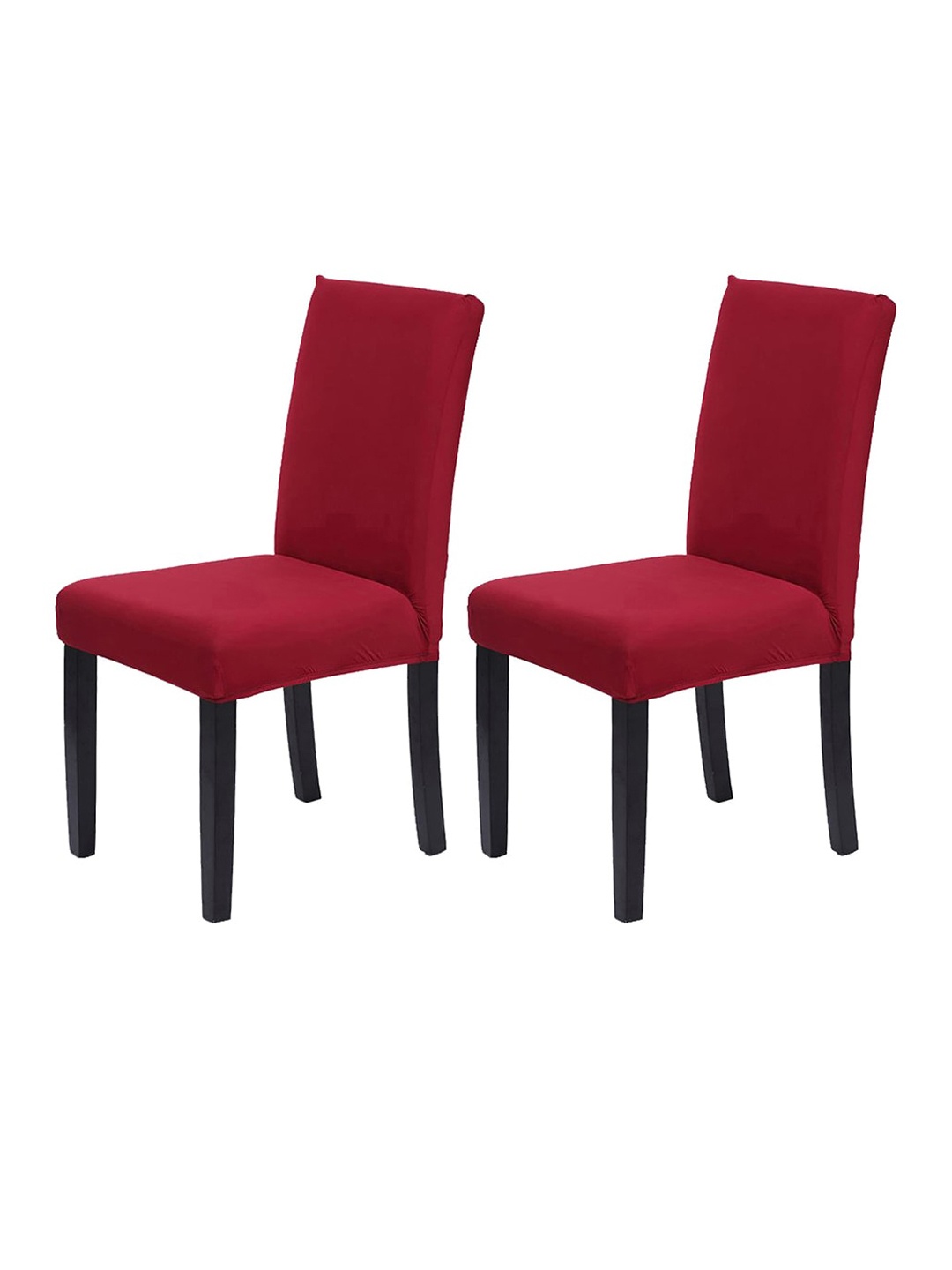 

HOUSE OF QUIRK Set Of 2 Maroon Solid Stretch Protector Seat Slipcover