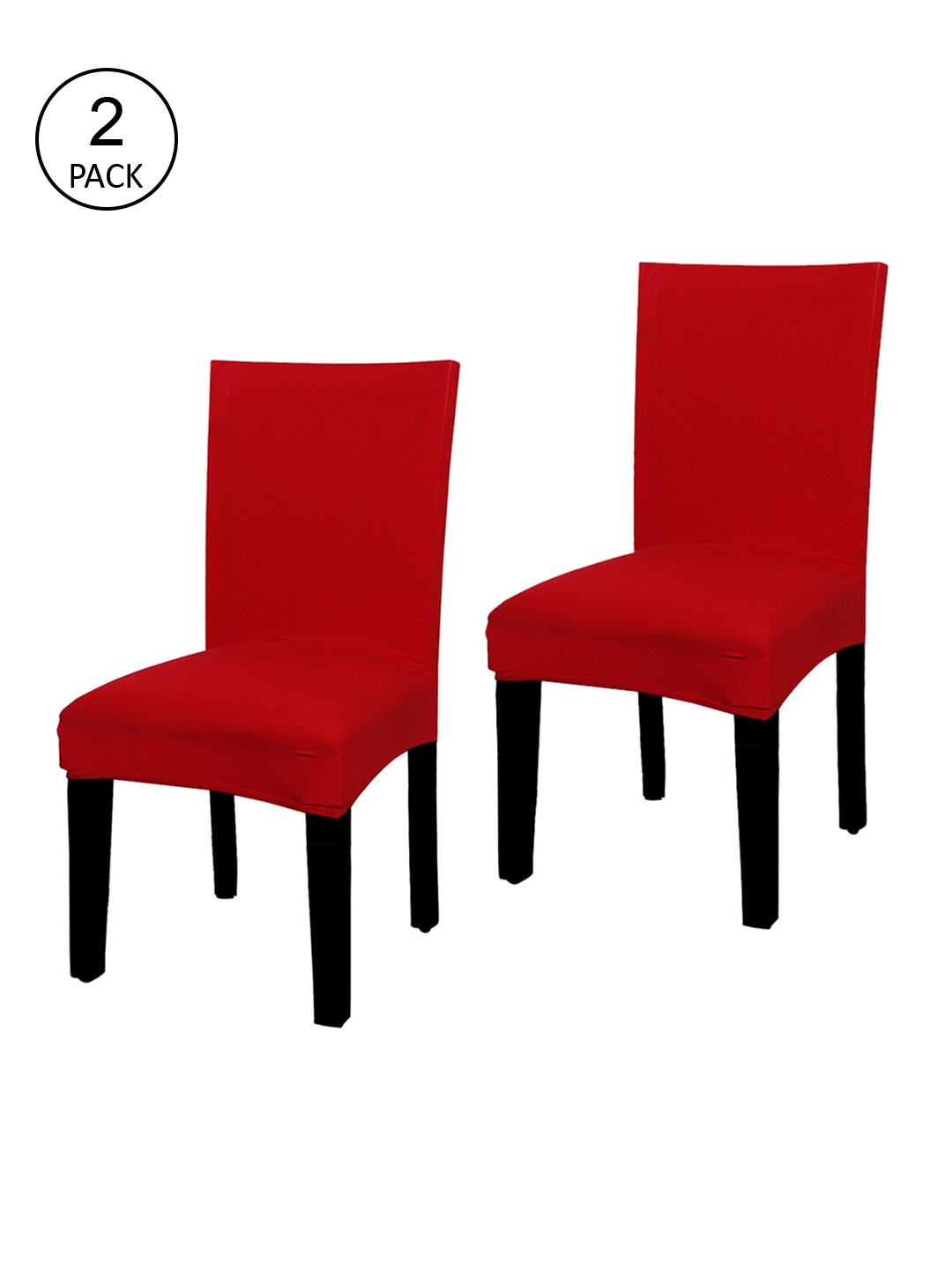 

HOUSE OF QUIRK Set Of 2 Red Solid Stretch Protector Chair Seat Slipcovers