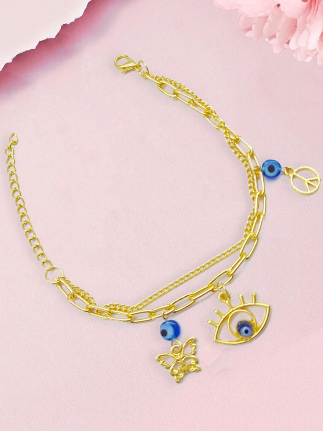 

OOMPH Women Gold-Toned & Blue Multistrand Bracelet