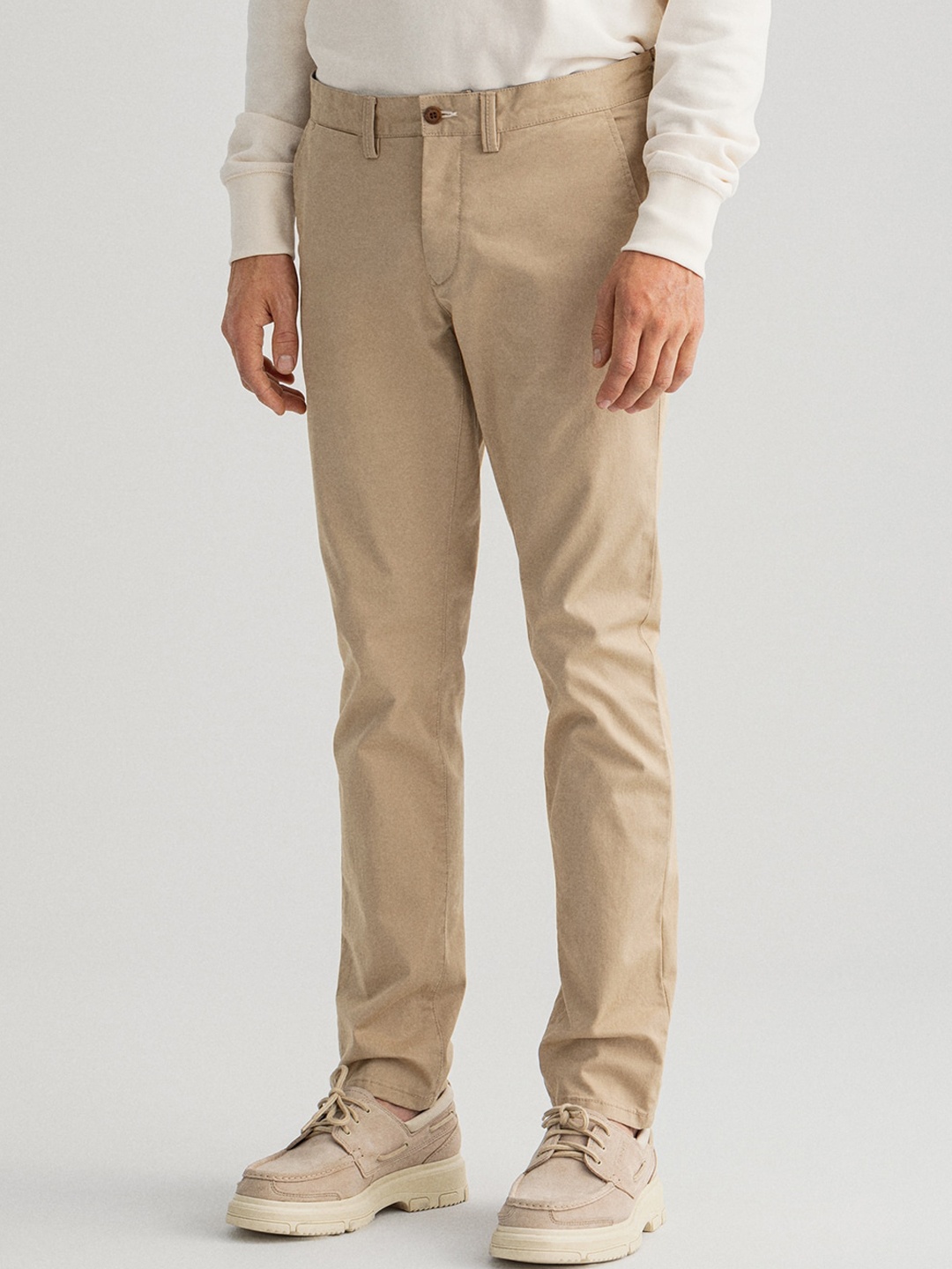 

GANT Men Khaki Slim Fit Cotton Trousers