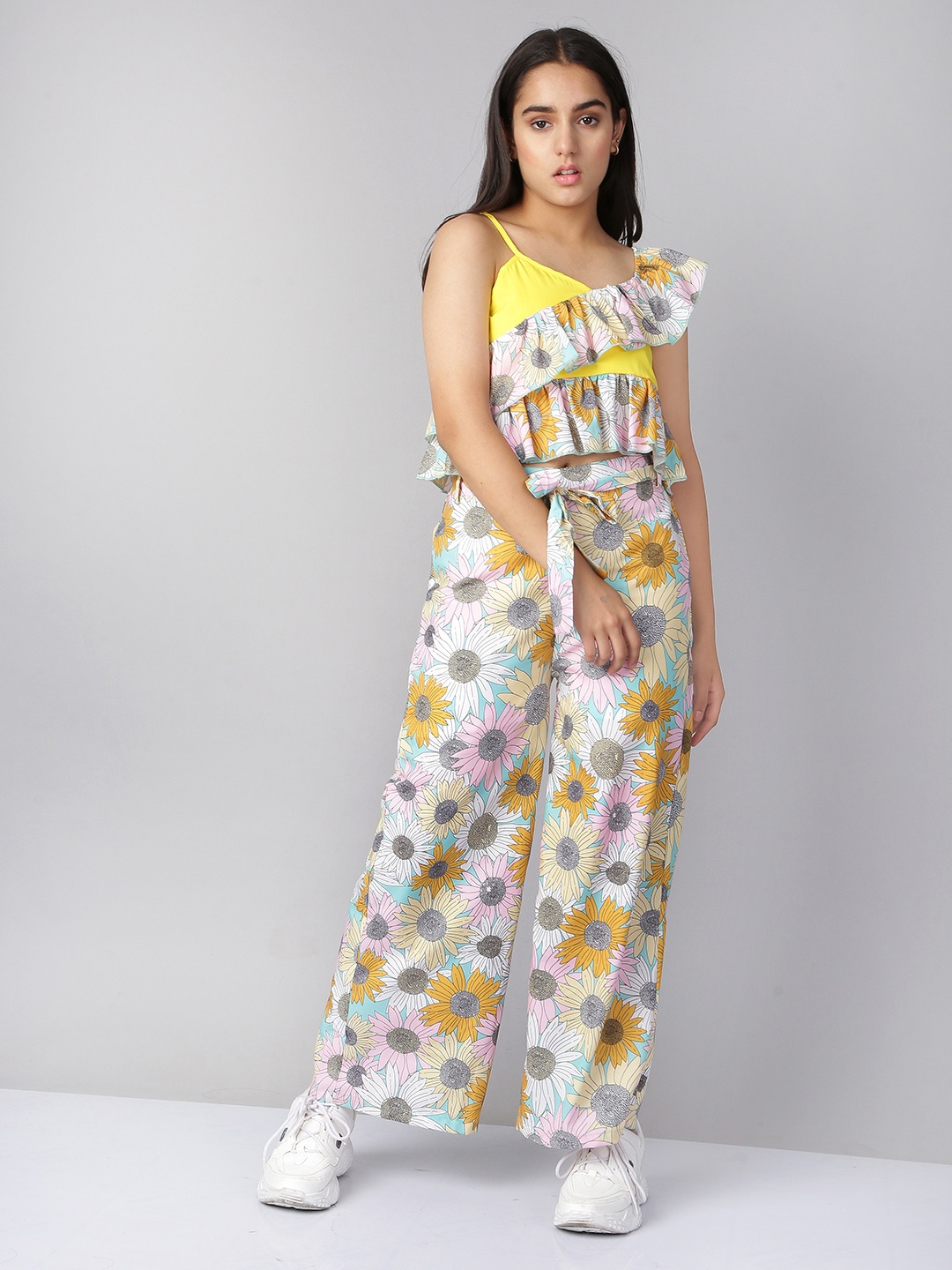 

Naughty Ninos Girls Yellow Floral Printed Top with Palazzo