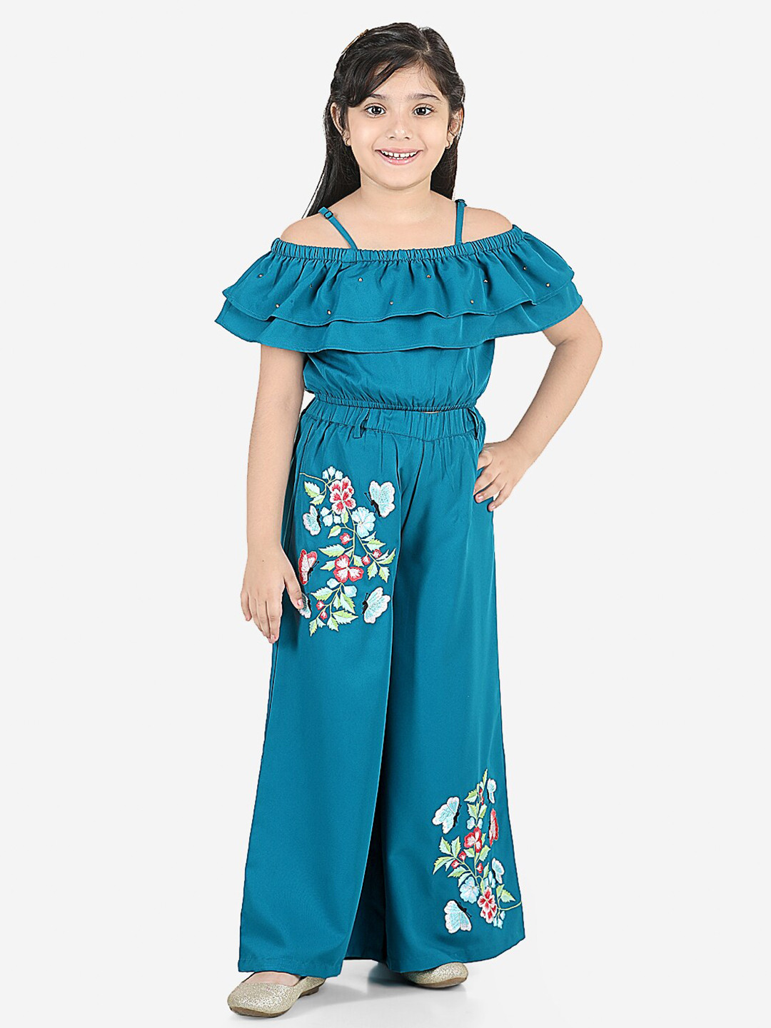 

naughty ninos Girls Teal Green Top with Palazzos